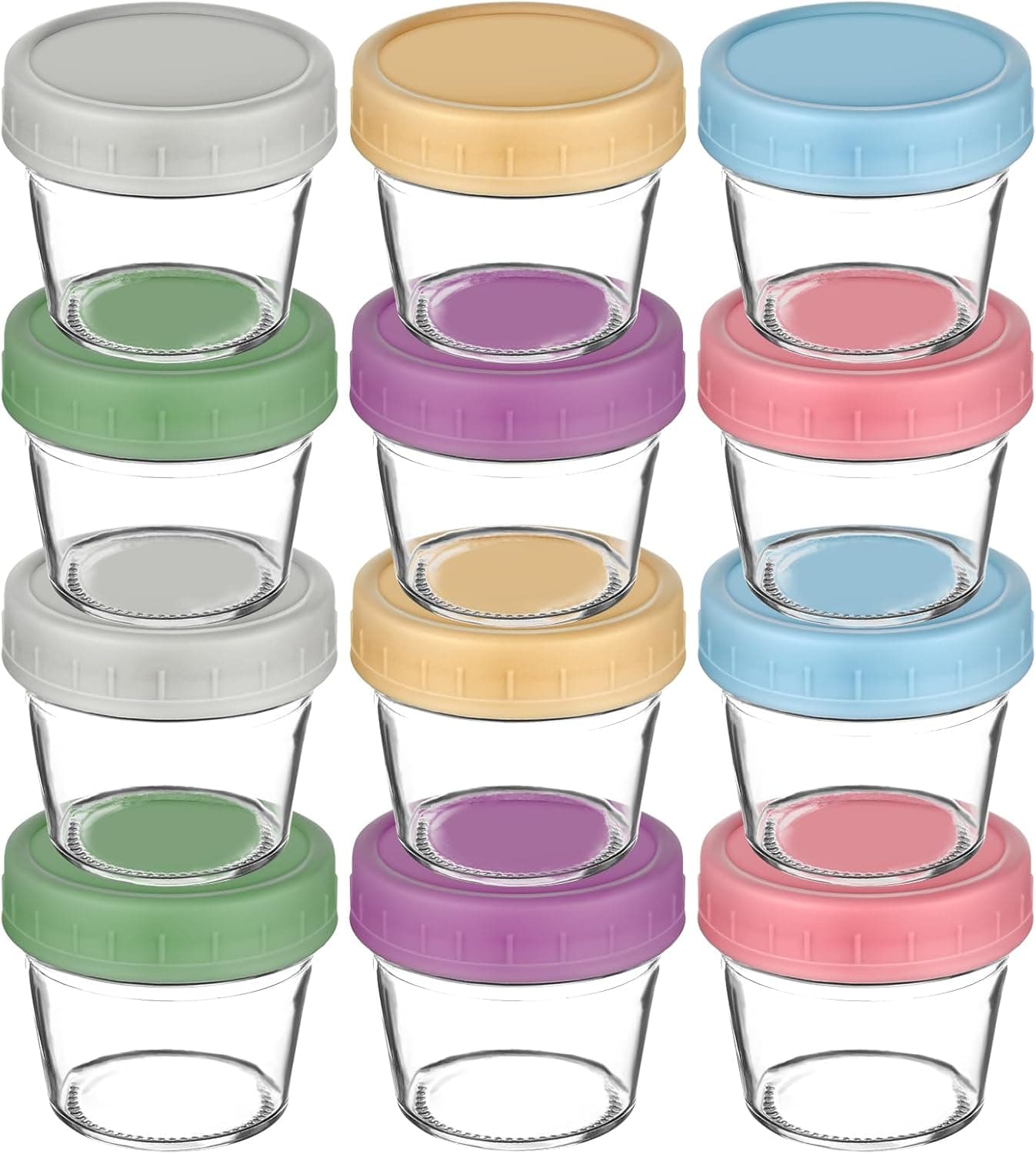Aolso Recipiente de Vidrio para Comida, 12 PCS Recipientes para comida,para Almacenar y Congelar, Contenedores de Conservación, Apto para Lavavajillas, Congelador y Apto para Microondas