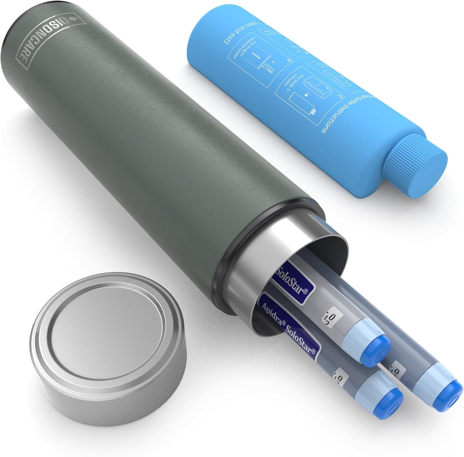 DISONCARE 60H Nevera Portatil Insulina para Viaje,Nevera Medicamentos Portatil TSA Bolsa Insulina Estuche Frio para Diabéticos con 2 Enfriadory QR Alerta Médica(verde)