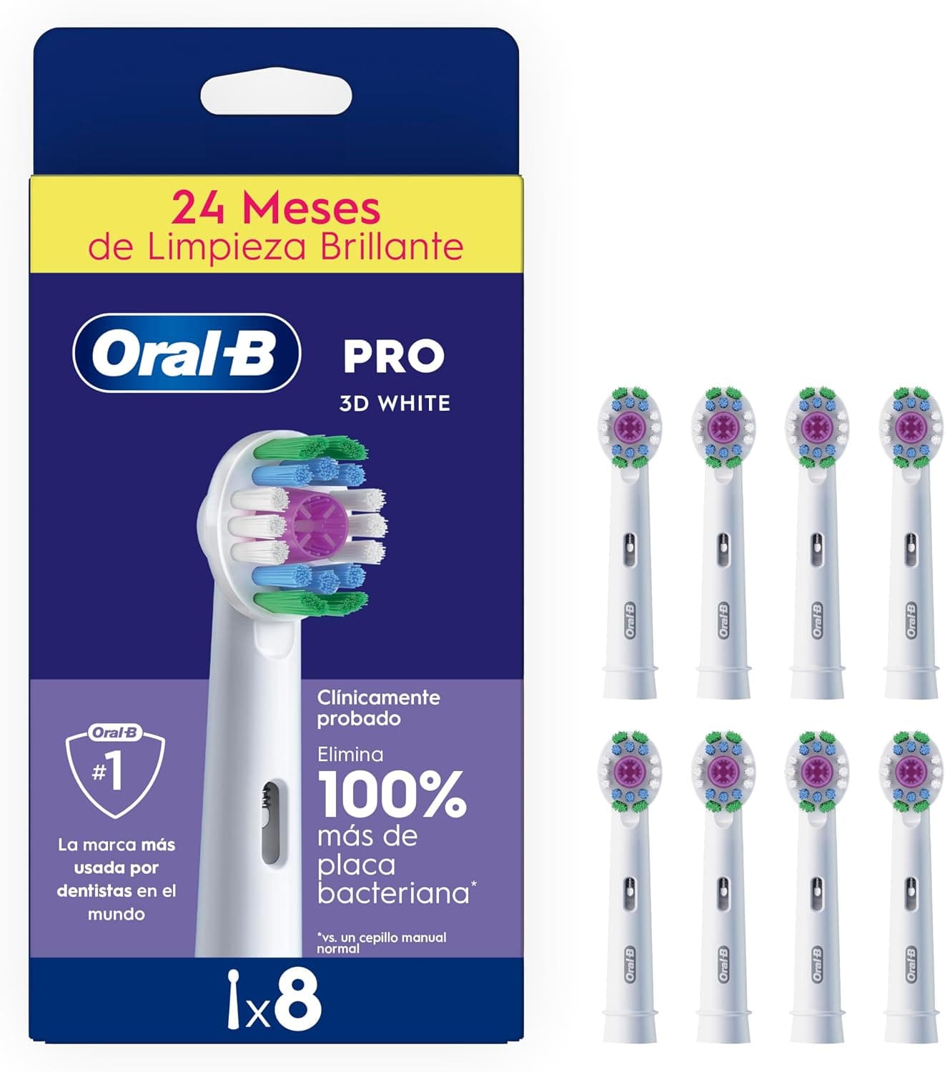 Oral-B 3D White Cabezales de Recambio Originales, Blancos, Pack de 8