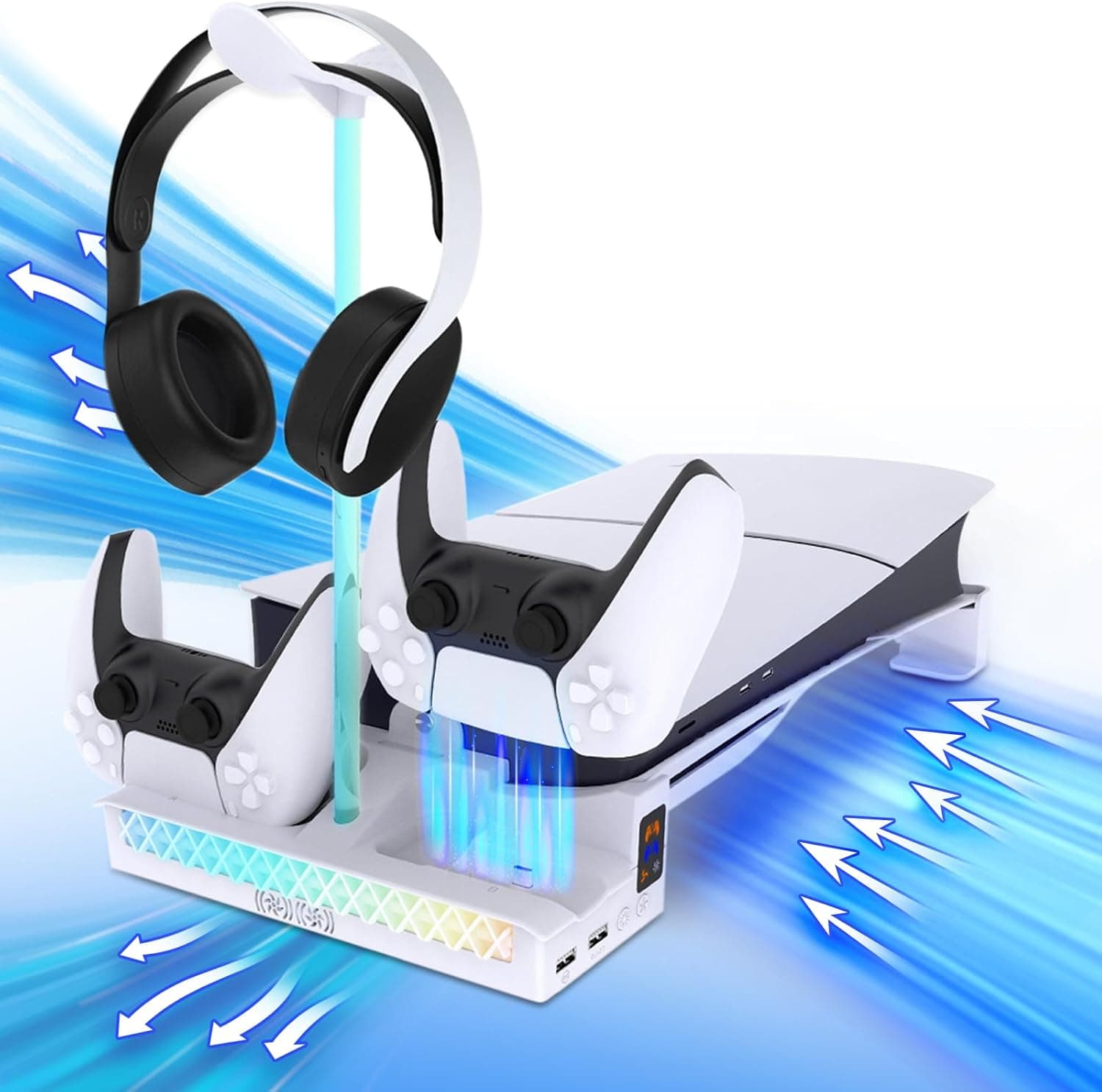 Sehawei Soporte para PS5 Slim/Pro con Ventilador de 2 Velocidades