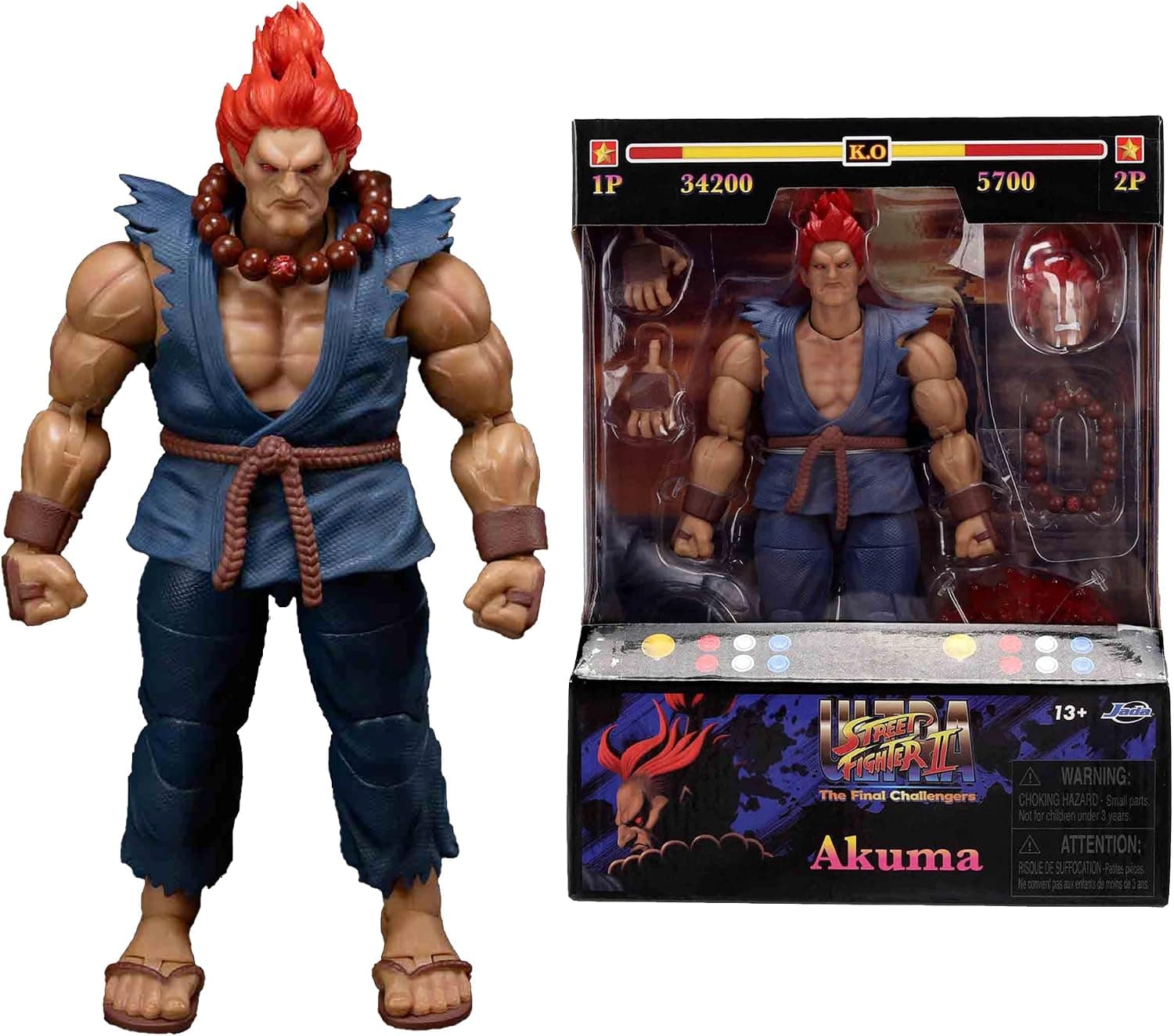 Jada Street Fighter Figura Akuma 16 cm Articulada con Accesorios Intercambiables, Figura Acción Coleccionable Capcom, +13 Años (9336717314R00)