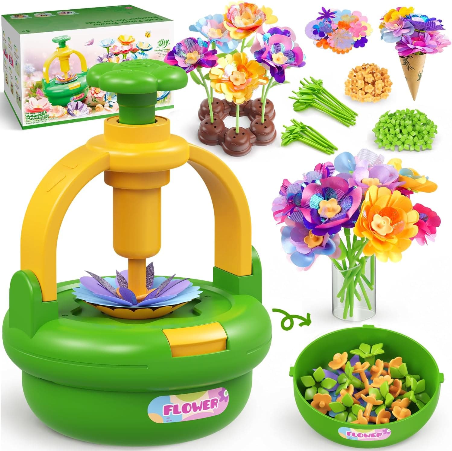 Fozcmisw Prensa Kit Manualidades Florales con Máquina para Niñas 4 5 6 7 8