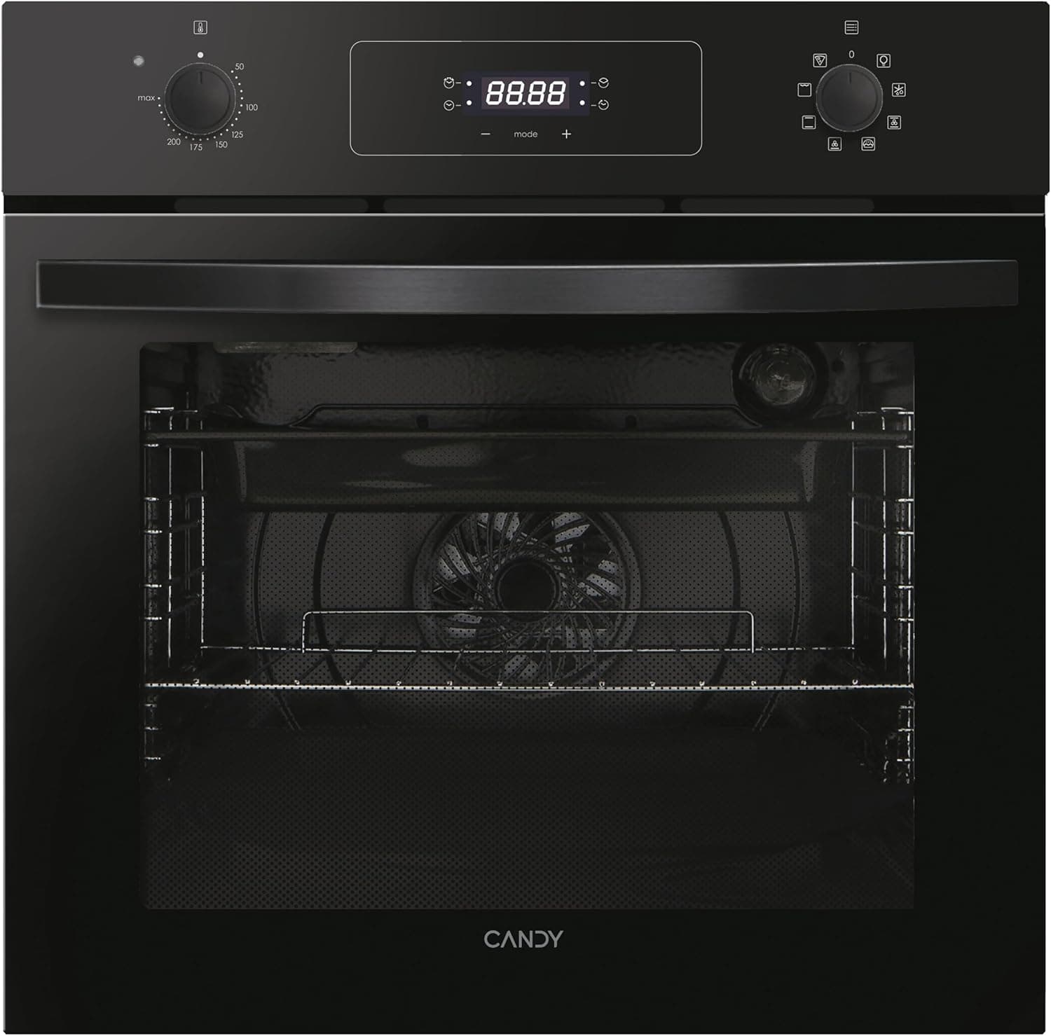 Candy Idea FIDCP N625 L, Horno Multifunción, 70L, 2 Bandejas y 1 Rejilla, Ventilador Radial, Limpieza Aquactiva, Convección + Ventilador, 8 Funciones, Mandos Push&Pull, Puerta Doble Cristal, Negro