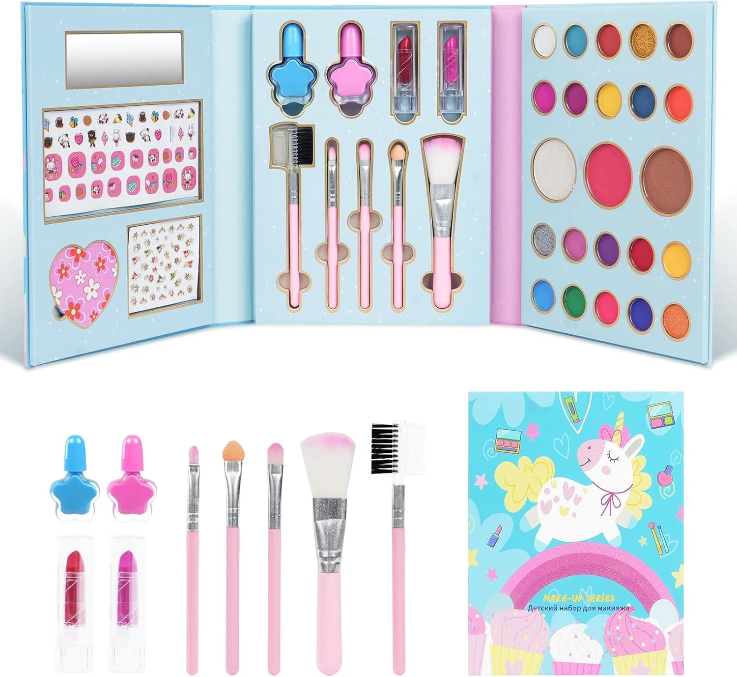 Aomig Set Maquillaje Niñas, 23 Colores Unicornio, Regalo