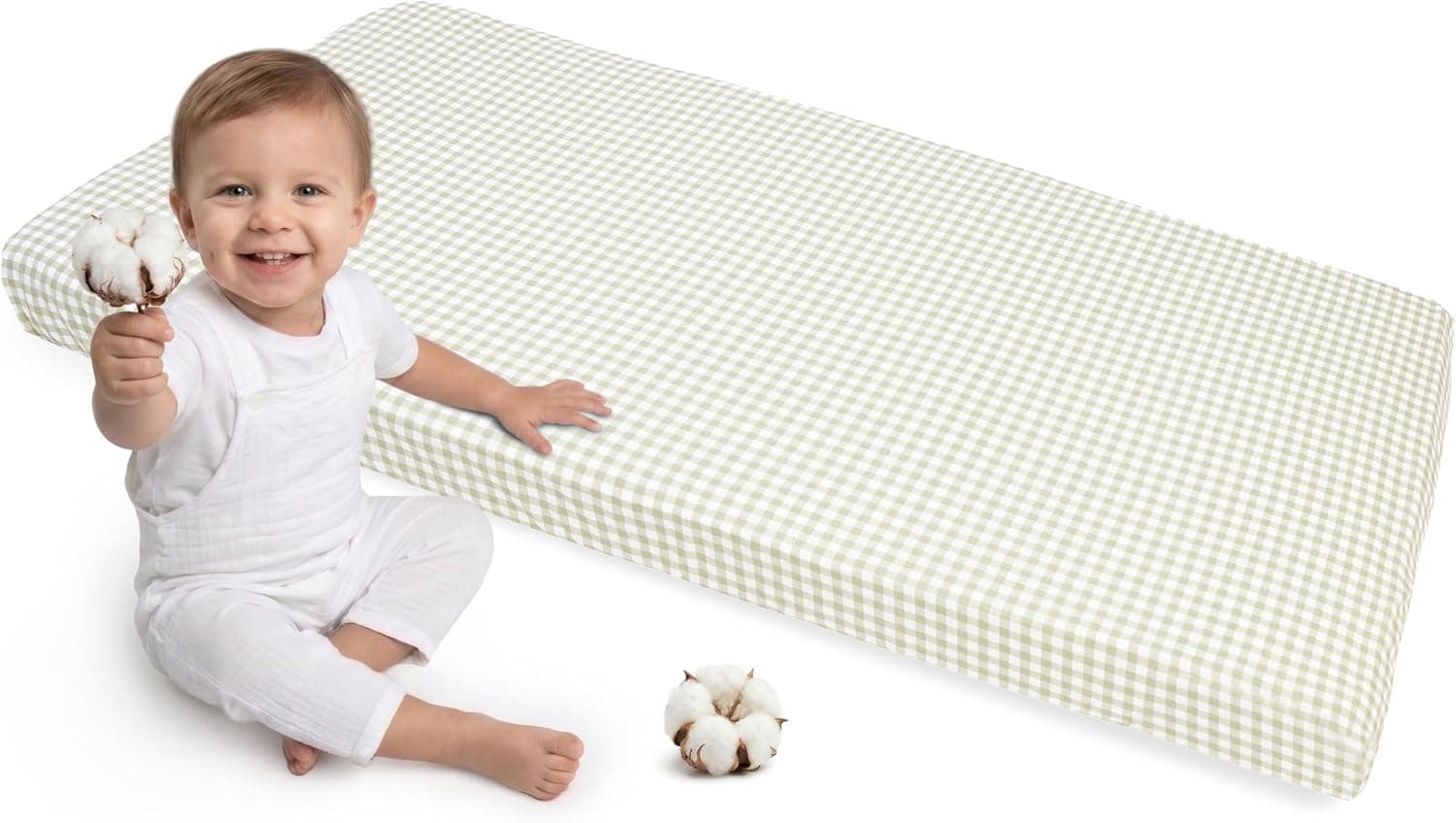 Medi Partners Sabana Bajera Cuna 70x140-100% Algodon Sabanas de Algodón Bebe Ropa de Cama para Bebés Dormir Cuna Fitted Bed Sheet Protector(Cuadros)