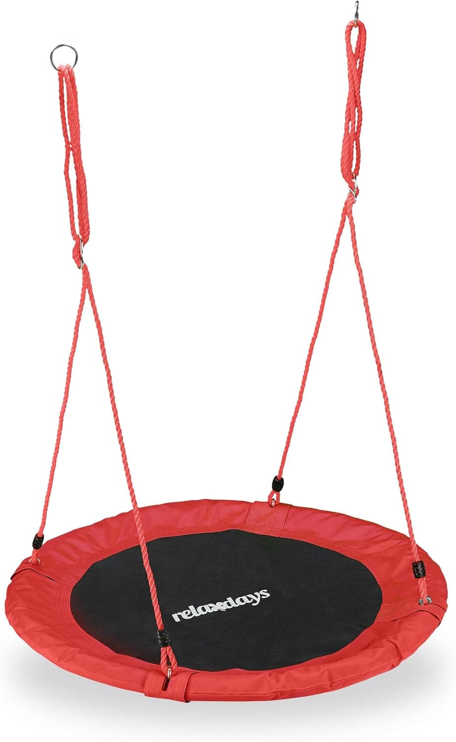Relaxdays Columpio Jardín Nido de Altura Ajustable para Niños y Adultos, hasta 100 kg, Rojo, ø 90 cm, Juventud Unisex