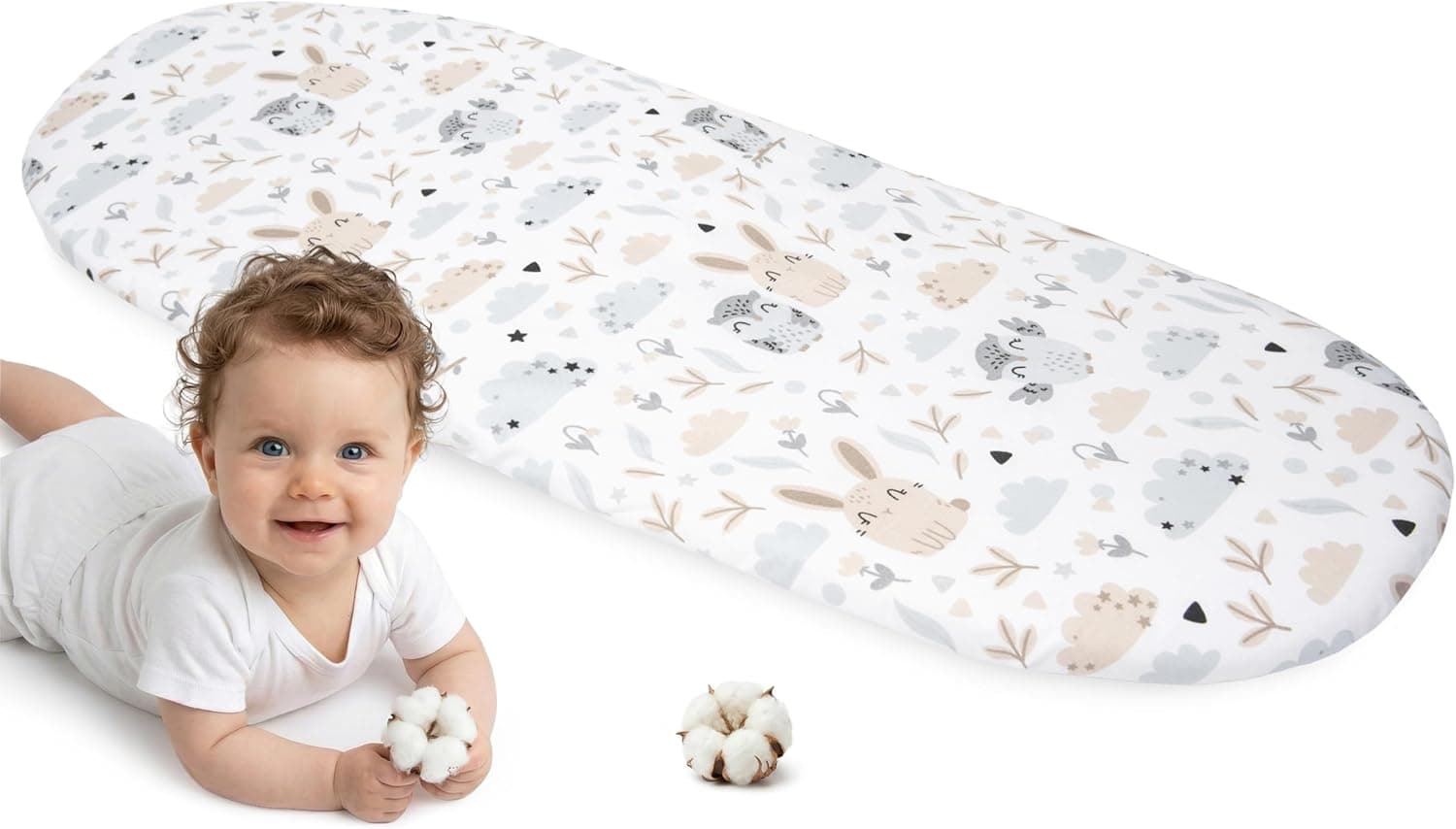 Medi Partners Sabanas Cuna Bebe 86x40 Sabana Bajera Capazo Funda Colchon Combiador para Carro - 100% Algodón Universal Minicuna Moises Sábanas Carrito (Calvero)