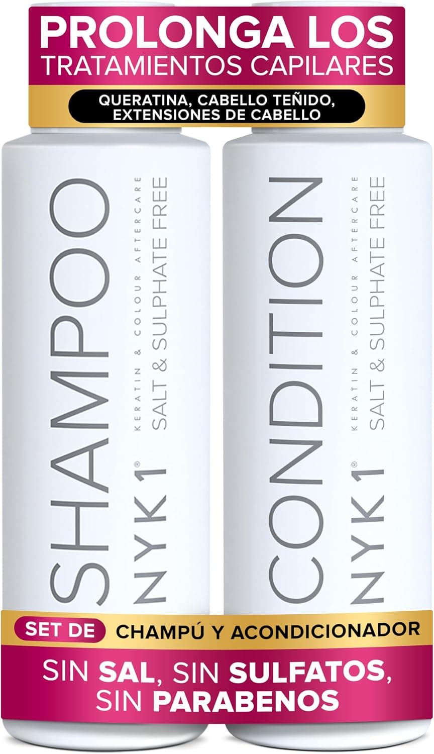 NYK1 Champú y Acondicionador Sin Sal ni Sulfatos para el Cabello | 500ml x2