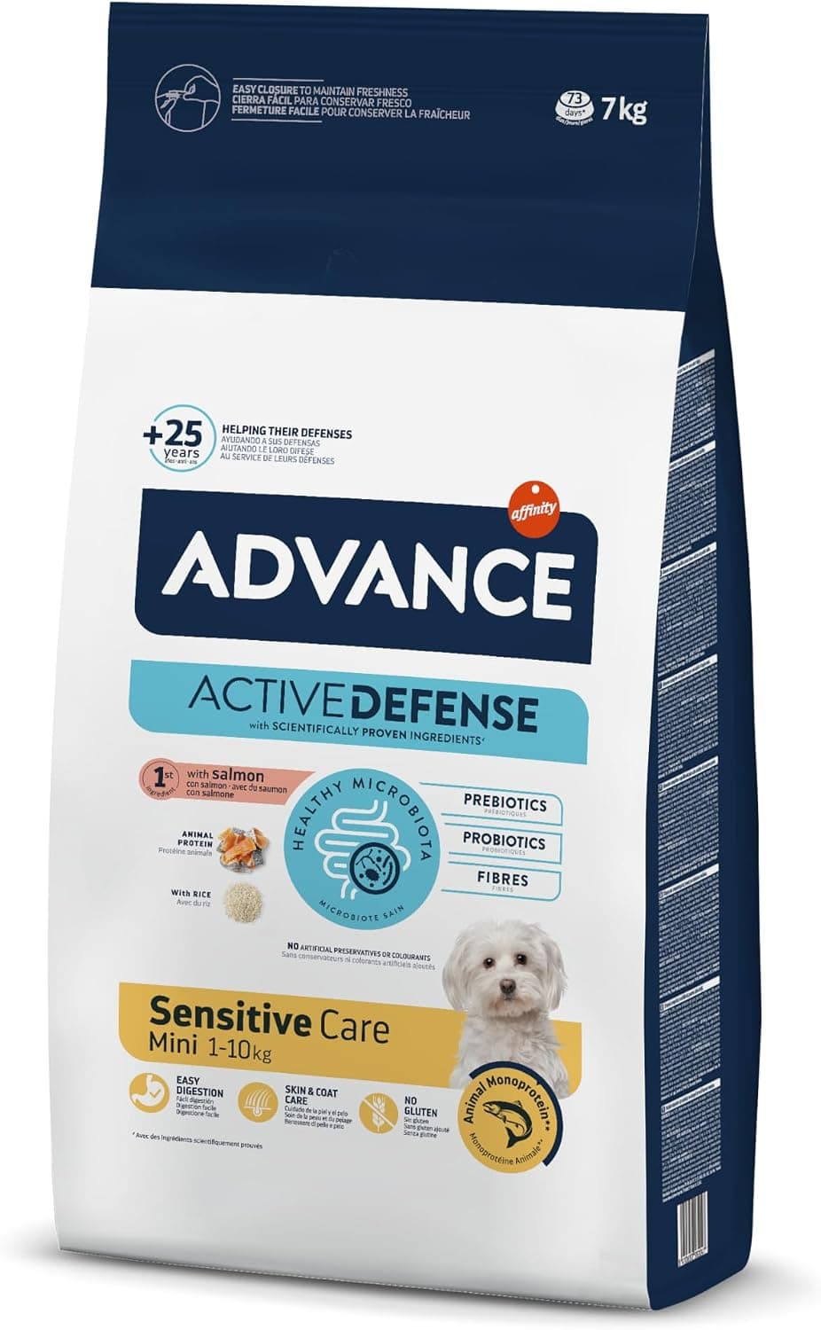 Advance Mini Sensitive Salmon Croquettes pour Chiens de Petit Race Avec Des Sensibilités Digestives au Saumon, 7kg