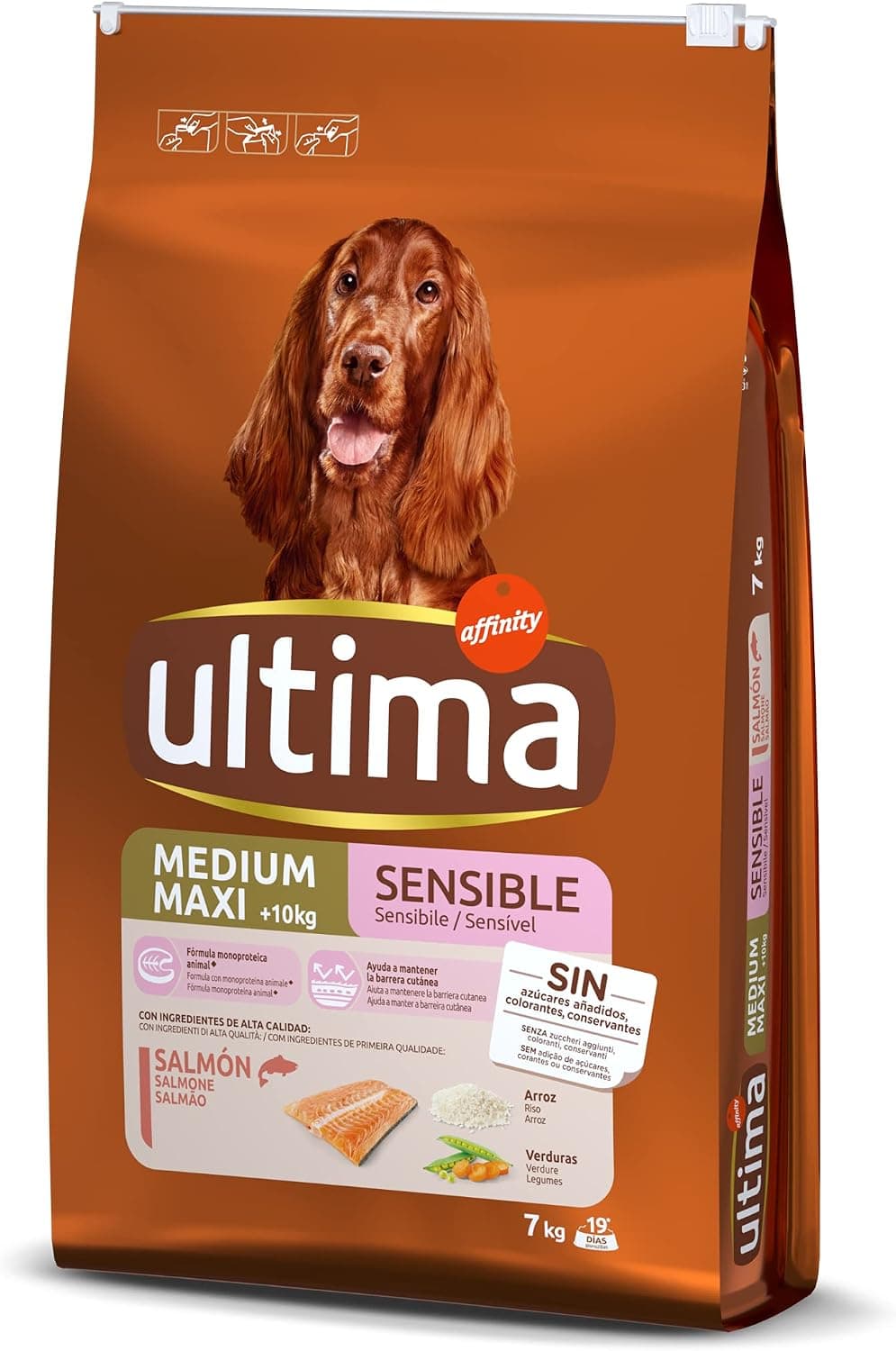 Ultima Medium-Maxi Bienestar Digestivo Salmon, Comida seca para perros, 7kg