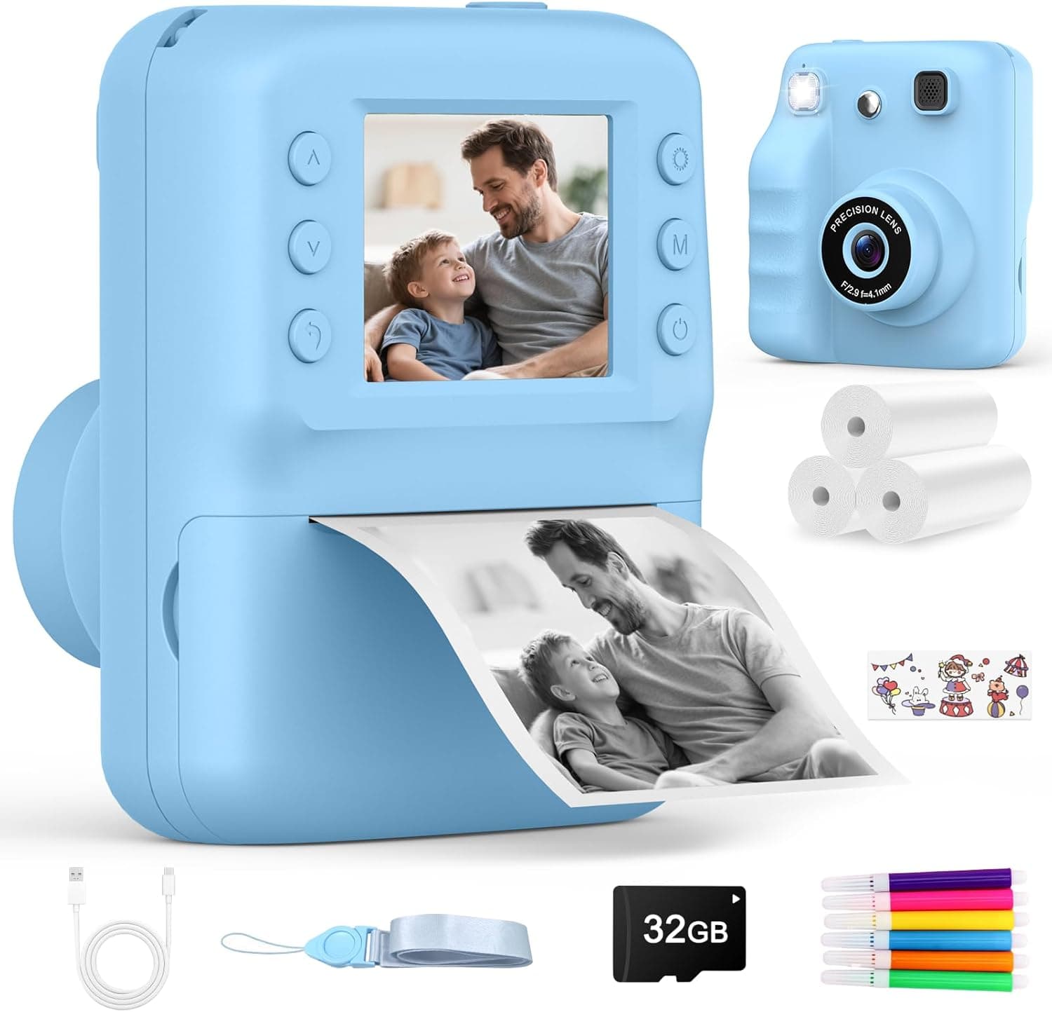 Cámara de Fotos Infantil Instantánea con Impresora y Pantalla 2,4" HD