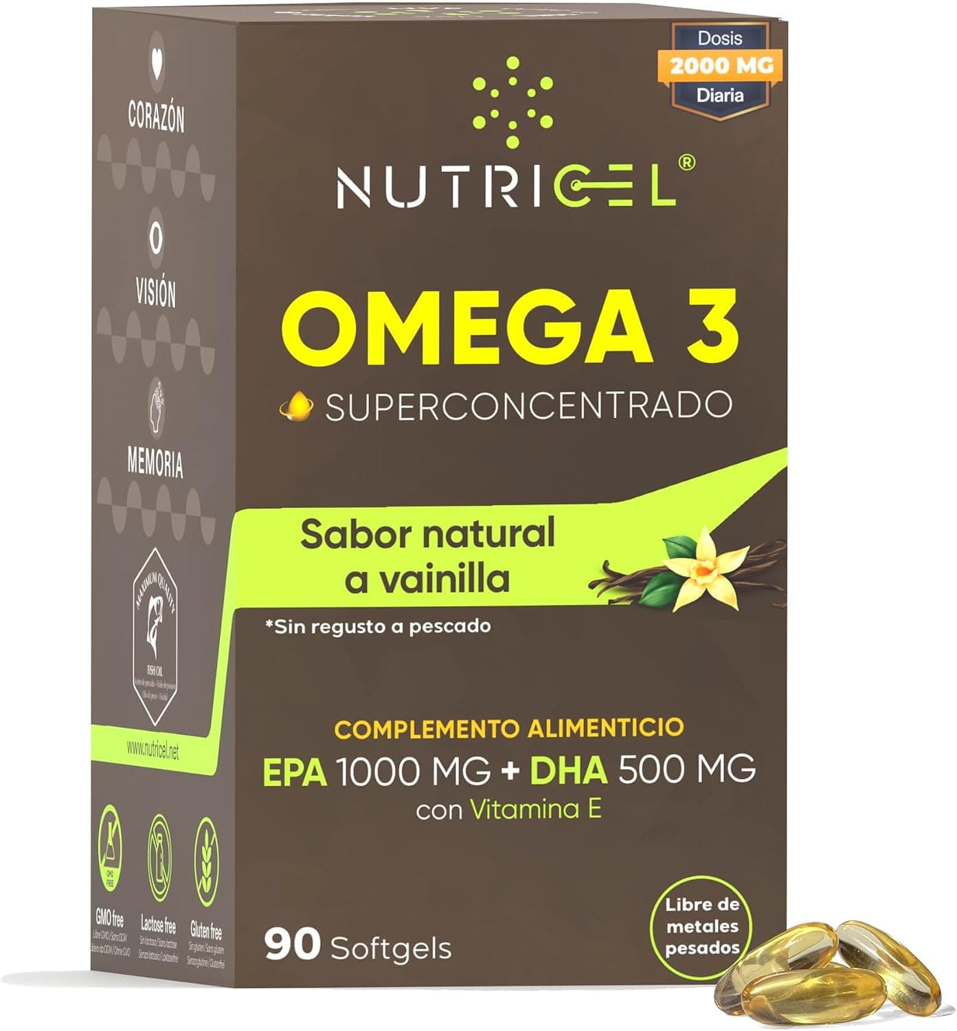 Omega 3 Capsulas 2000mg EPA 1000mg DHA 500mg Blíster Vainilla 90 cap