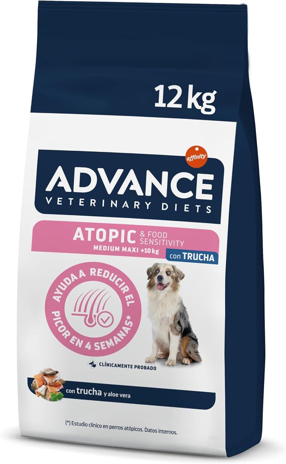 Advance Veterinary Diets Atopic Medium & Maxi, Pienso para Perros con Dermatitis atópica con Trucha, 12kg