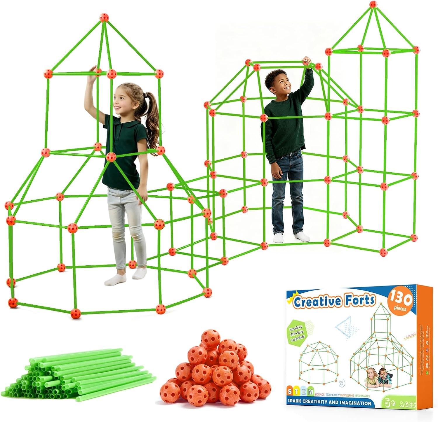 Tiny Land 130 Piezas Kit Juego Construcción de Fortaleza, Creative Fort Toy