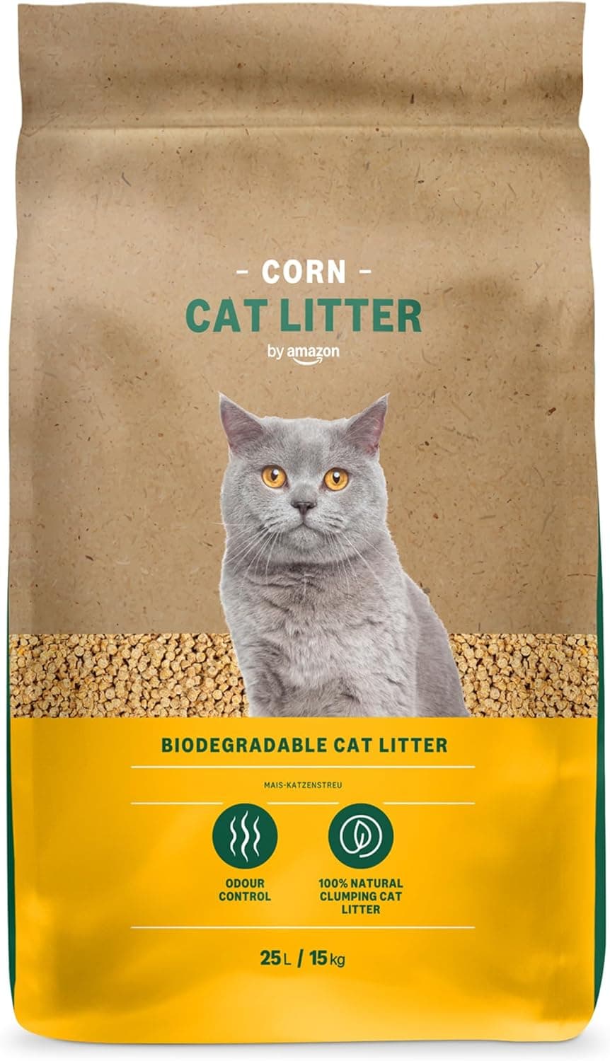 by Amazon, Arena para Gatos Clumping Corn, 25 L (paquete de 1) (anteriormente una marca de Lifelong, el mismo producto)