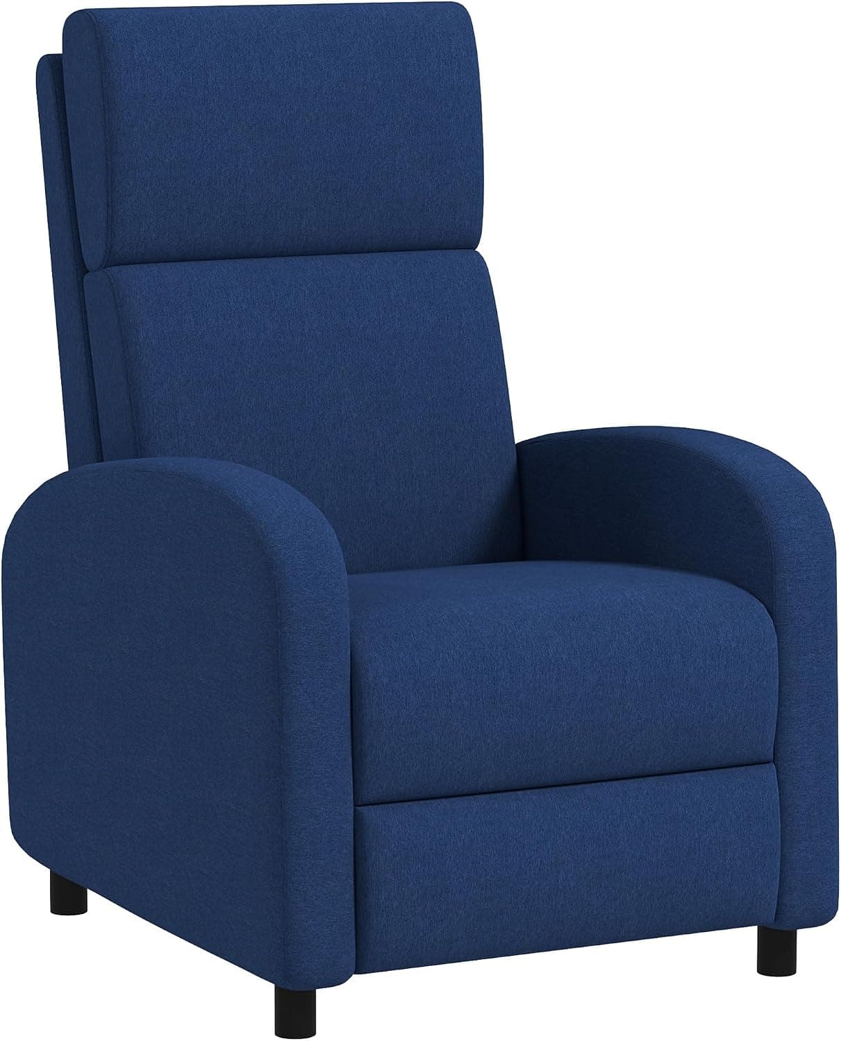 HOMCOM Sillón Relax Reclinable Manual de Lino con Reposapiés Azul Oscuro