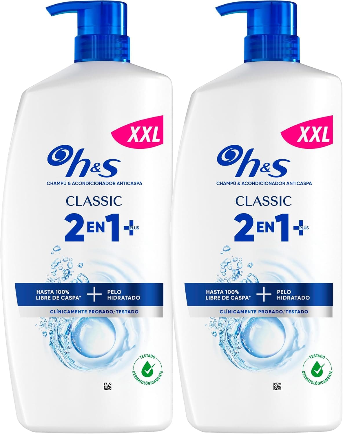 H&S Classic 2en1 Champú Anticaspa y Acondicionador, Limpieza Profunda, 2x1L
