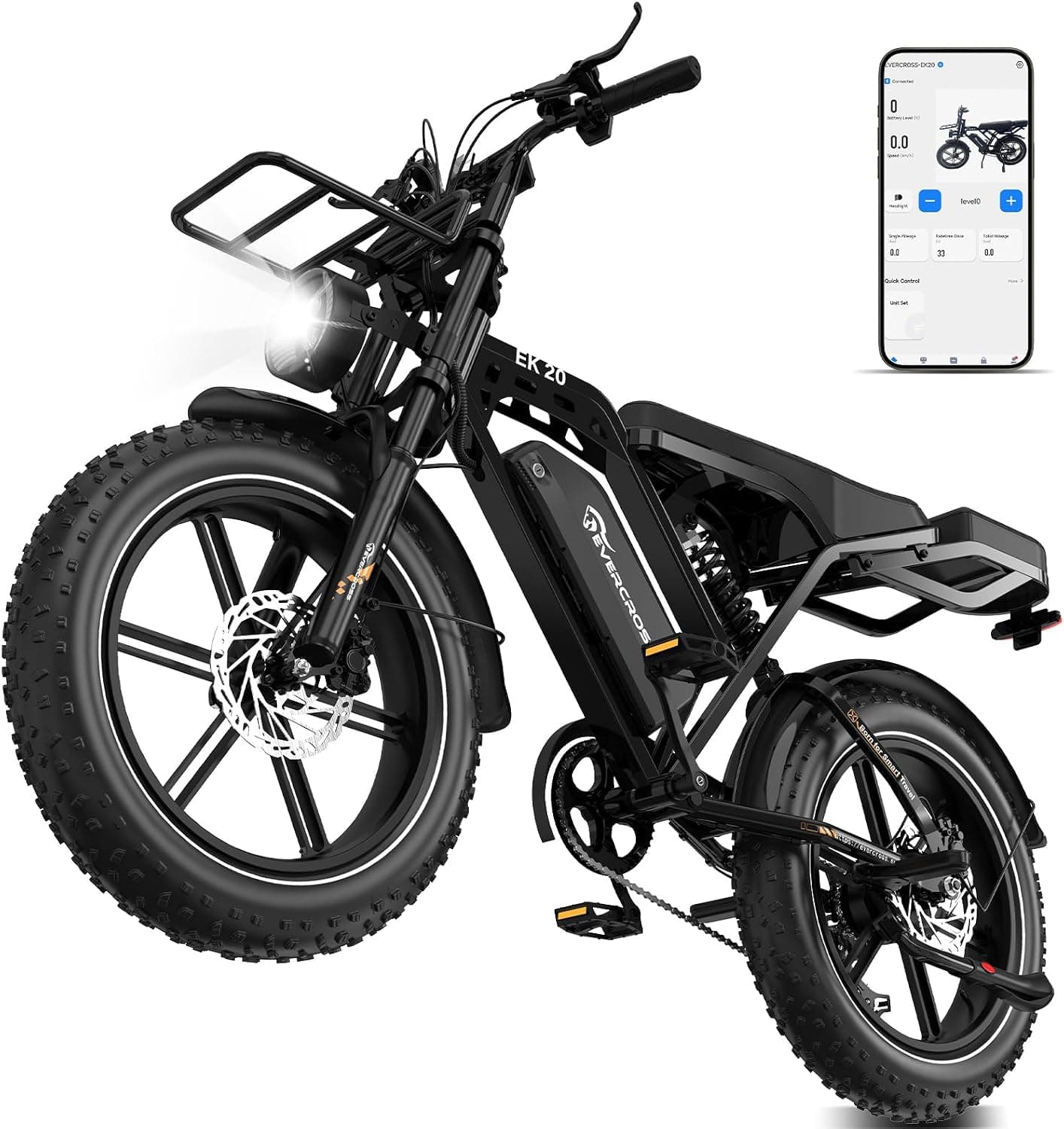 EVERCROSS Bicicleta Eléctrica para Adultos, 16"/20" Neumático Gordo Bici Eléctrica, Motor de 250W, hasta 25KM/H, 36V/48V Batería Extraíble Bicicleta de Montaña, Nieve Montaña Ebike