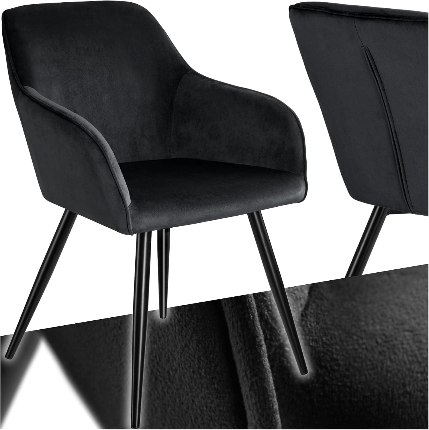tectake® Silla de Comedor Tapizada de Terciopelo con Reposabrazos, 120 kg