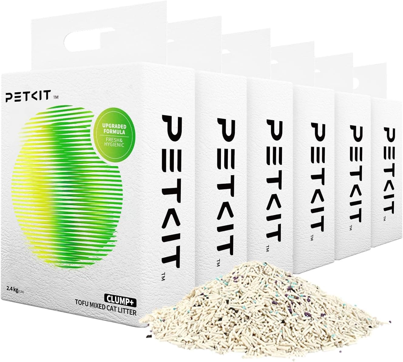 PETKIT Arena para gatos 5 en 1, 14,4 kg, lavables, inodoras, carbón activado, extremadamente absorbente y de secado rápido (6 bolsillos, 2,4 kg/bolsa)