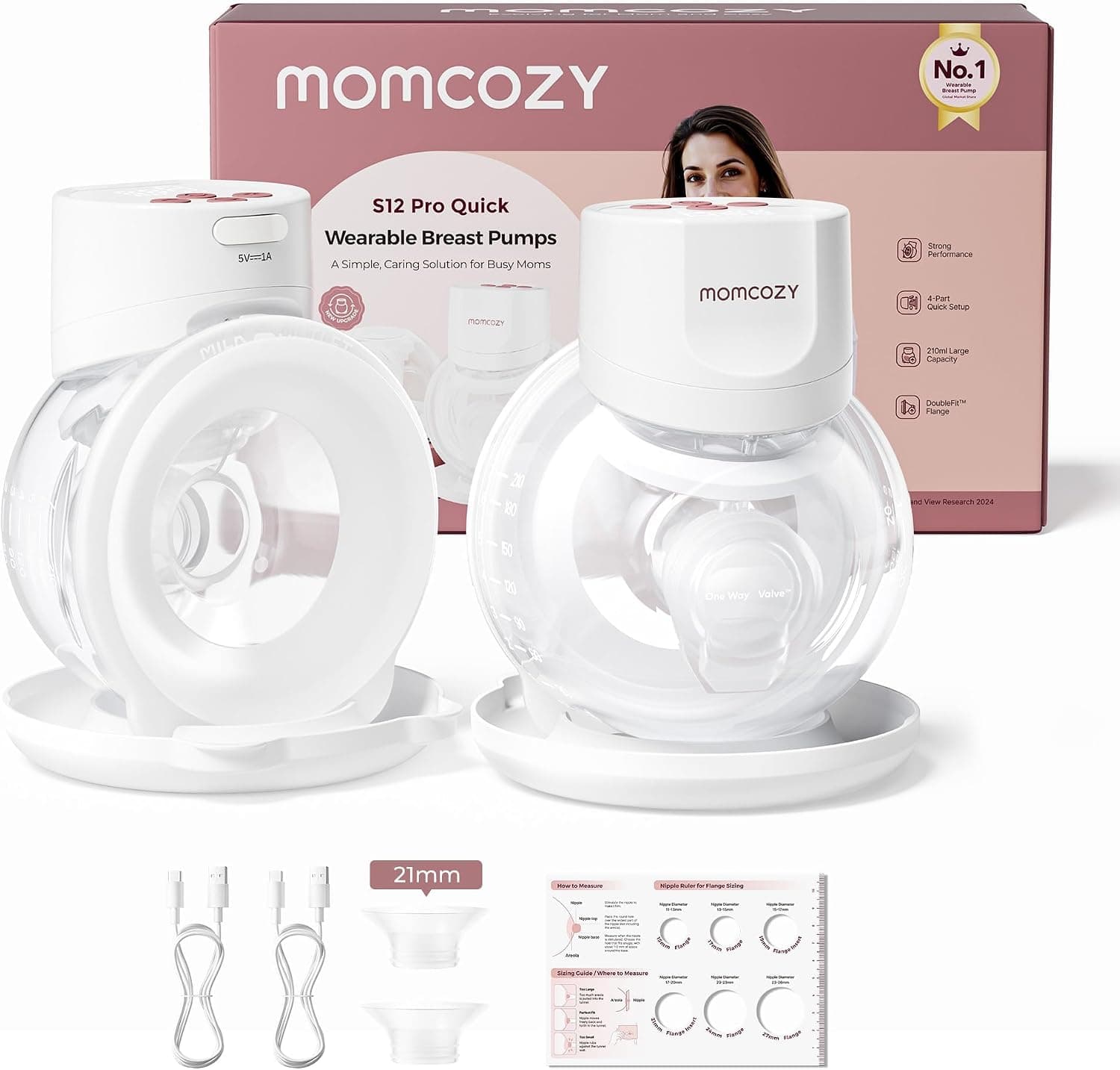 Momcozy S12 Pro Quick Sacaleches, 292 mmHg, Extracción Rápida, 9 Niveles