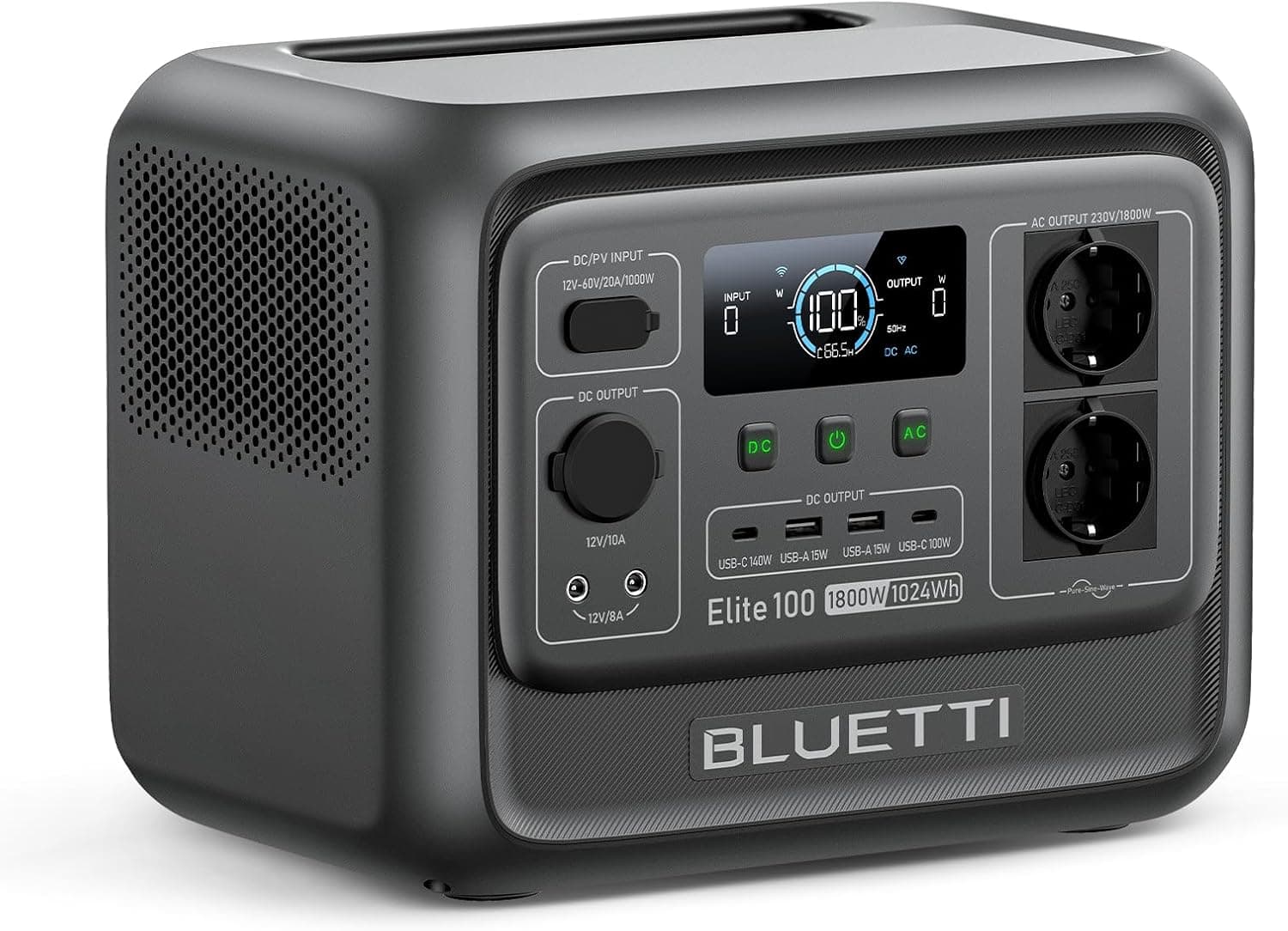 BLUETTI Elite 100 V2 Estación de Energía Portátil 1024Wh, Generador Solar
