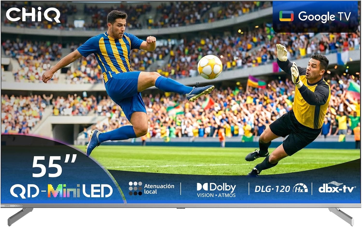 CHiQ M55QN9G 55 Pulgadas TV Smart 4K Mini QLED,Google TV 5.0 (Android 14), 60Hz MEMC & Local Dimming | Dolby Vision & Atmos,DLG 120Hz (Mejorado por Software),HDR10, H.264,H.265,Asistente de Goog,2025