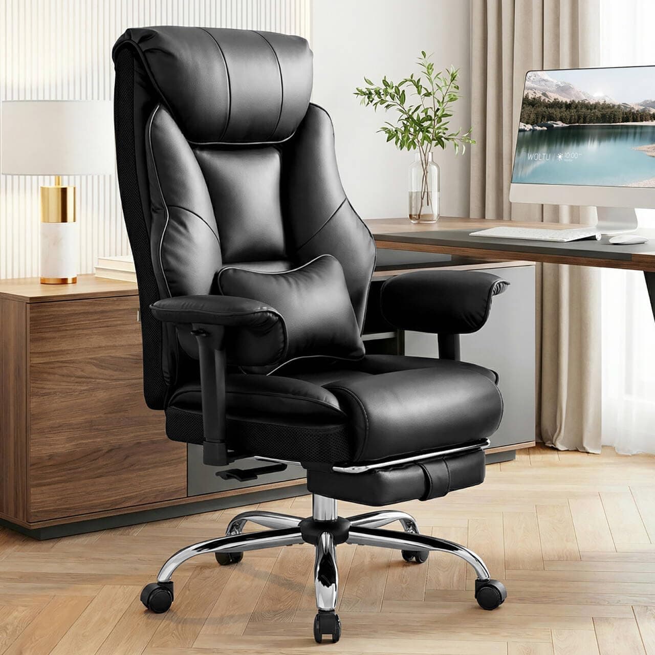 WOLTU Sillón Ejecutivo Ergonómica, Silla Oficina, Asiento PU, Negro