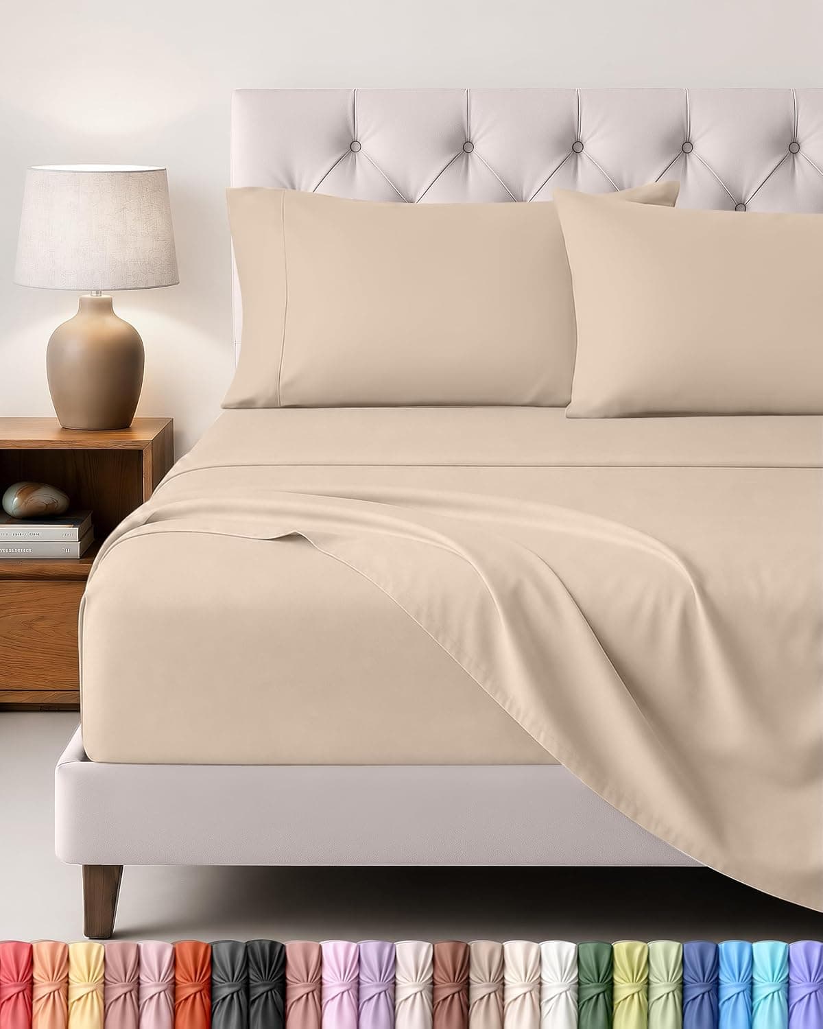 Utopia Bedding Juego de Sabanas 4 Piezas, 150x200cm, Beige