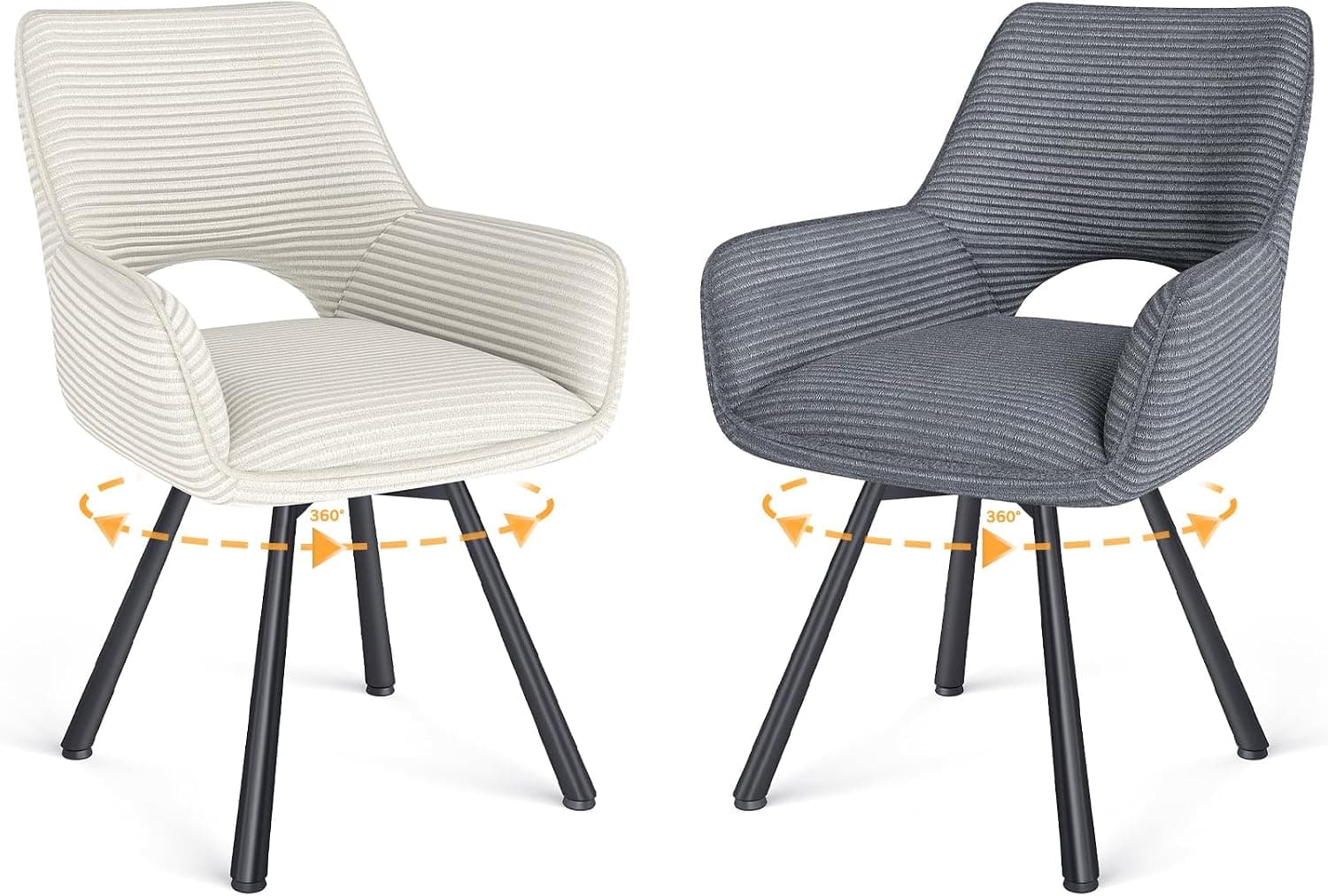 WAFTING Sillas de Comedor Giratoria 360°, Sillas Comedor Pack 2, Gris y Beige