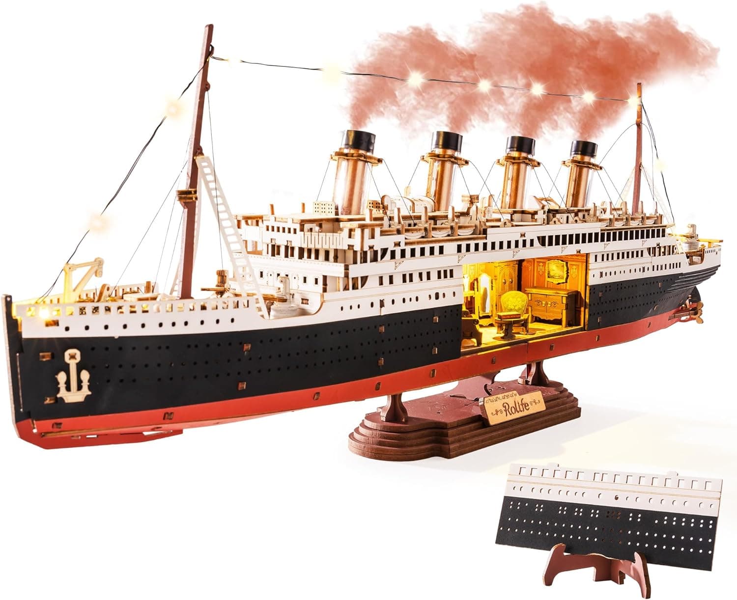 Rolife Puzzle 3D de Madera Modelo de Barco Titanic - Kit de Construcción a Presión de 433 Piezas, Decoración de Hogar de Colección, Regalo Ideal para Adultos, Artesanos y Amantes de la Historia