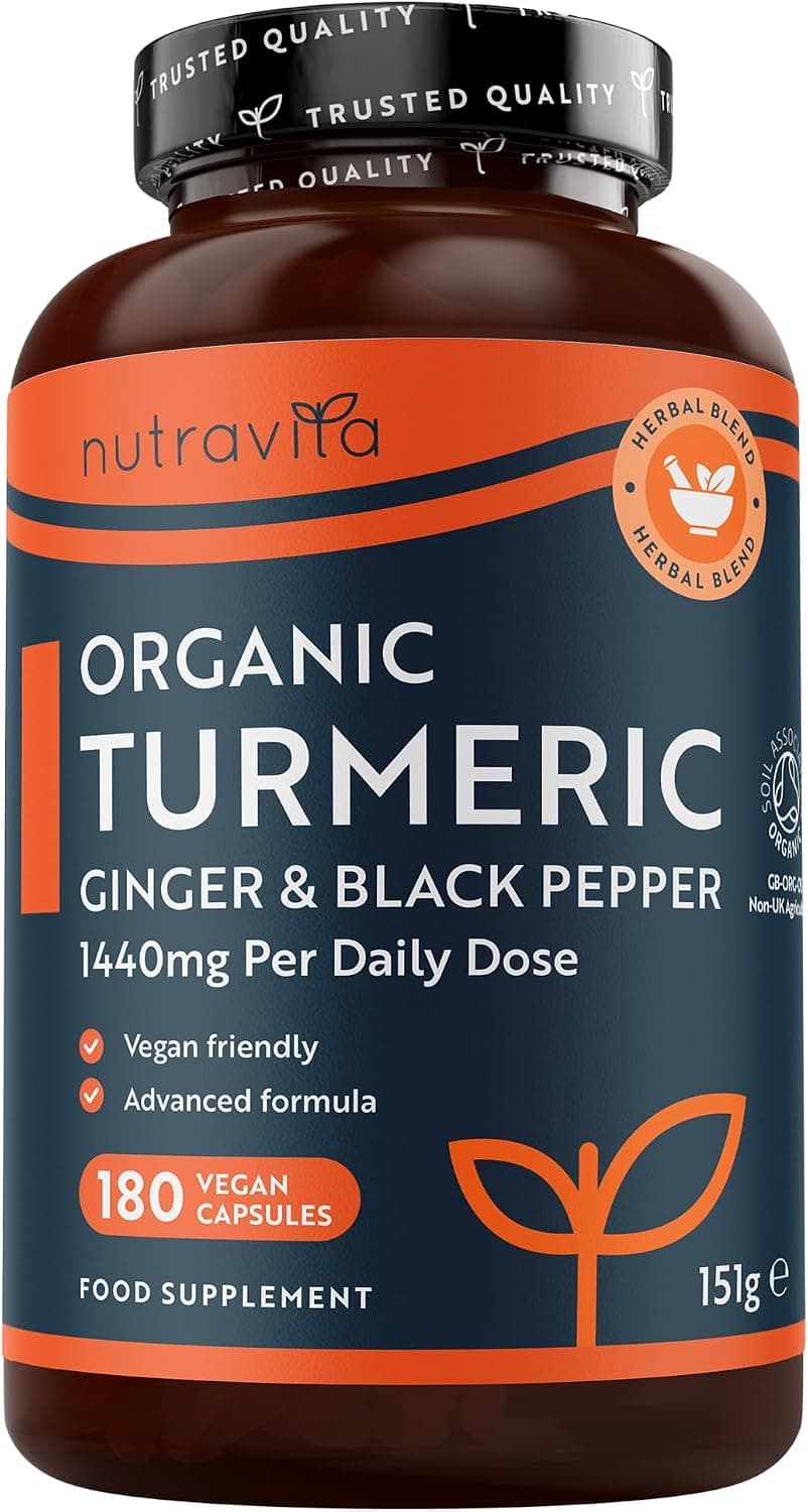 Nutravita Curcuma Orgánica con Jengibre y Pimienta Negra - 180 Cápsulas Veganas, 3 Meses - Cúrcuma Bio - Extracto de Curcumina Ecológica - Turmeric Complex