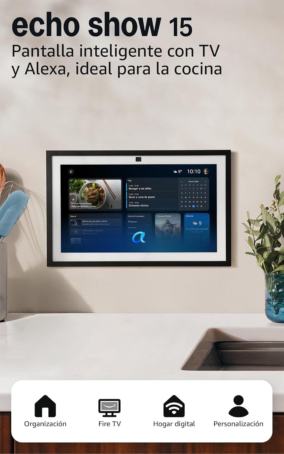 Amazon Echo Show 15 (última generación) | Pantalla inteligente Full HD de 15,6", Fire TV integrado y mando por voz Alexa, con Acceso Anticipado a Alexa+