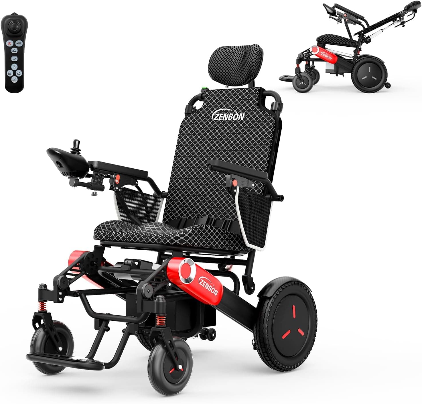 Silla de Ruedas Eléctrica Plegable 700 W: 48KM Silla de Ruedas Eléctrica Ligera Diseño de Doble Batería de 2 x 12 Ah con Respaldo Ajustable y Función de Plegado Automático Hasta 150kg