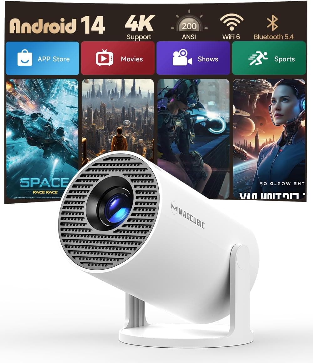 Magcubic Mini Proyector Portátil 4K Soporte [App Integrada] Android 14