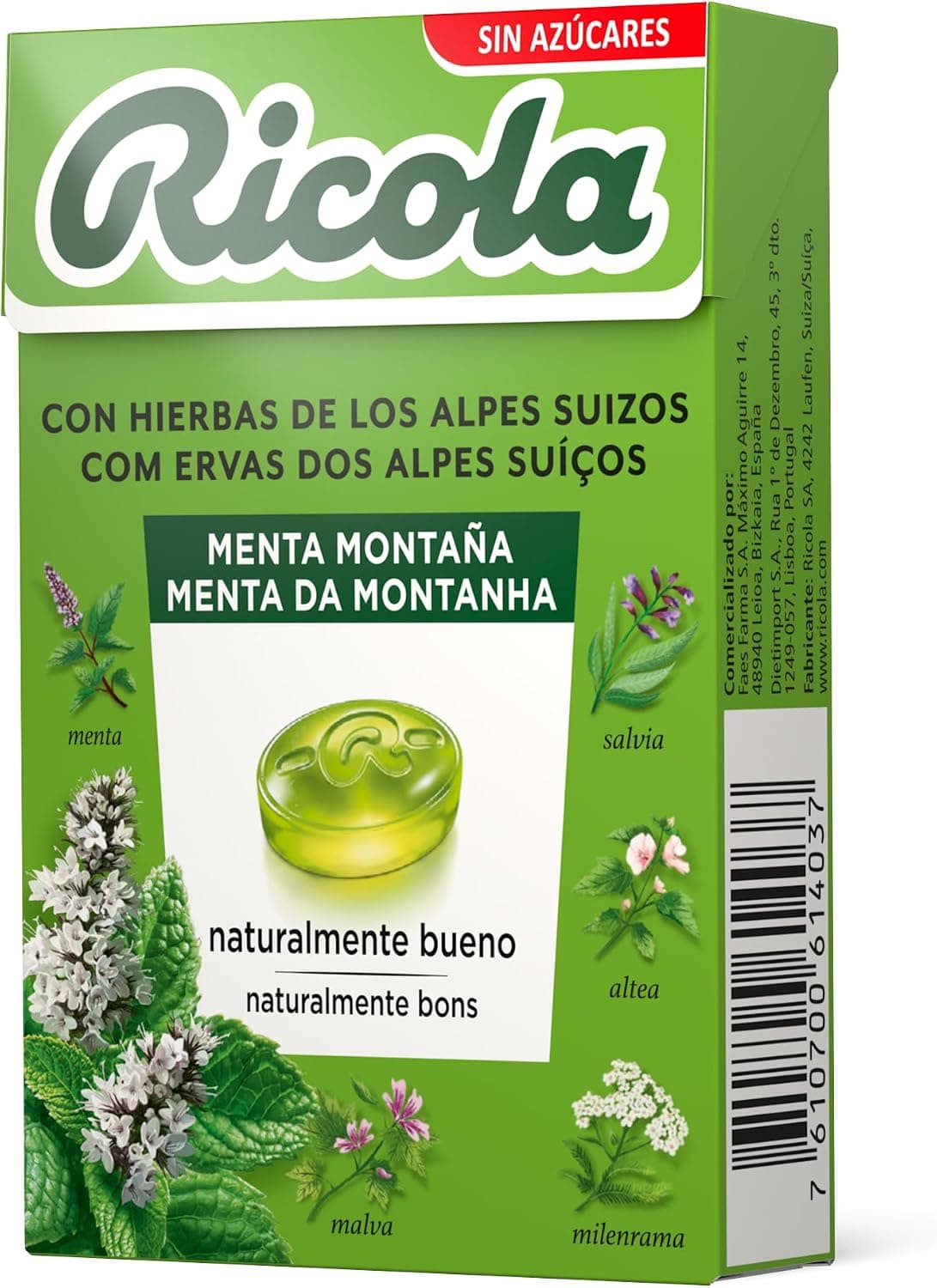 Ricola - Menta Montaña, Caramelos Duros Sin Azúcar, 50 g