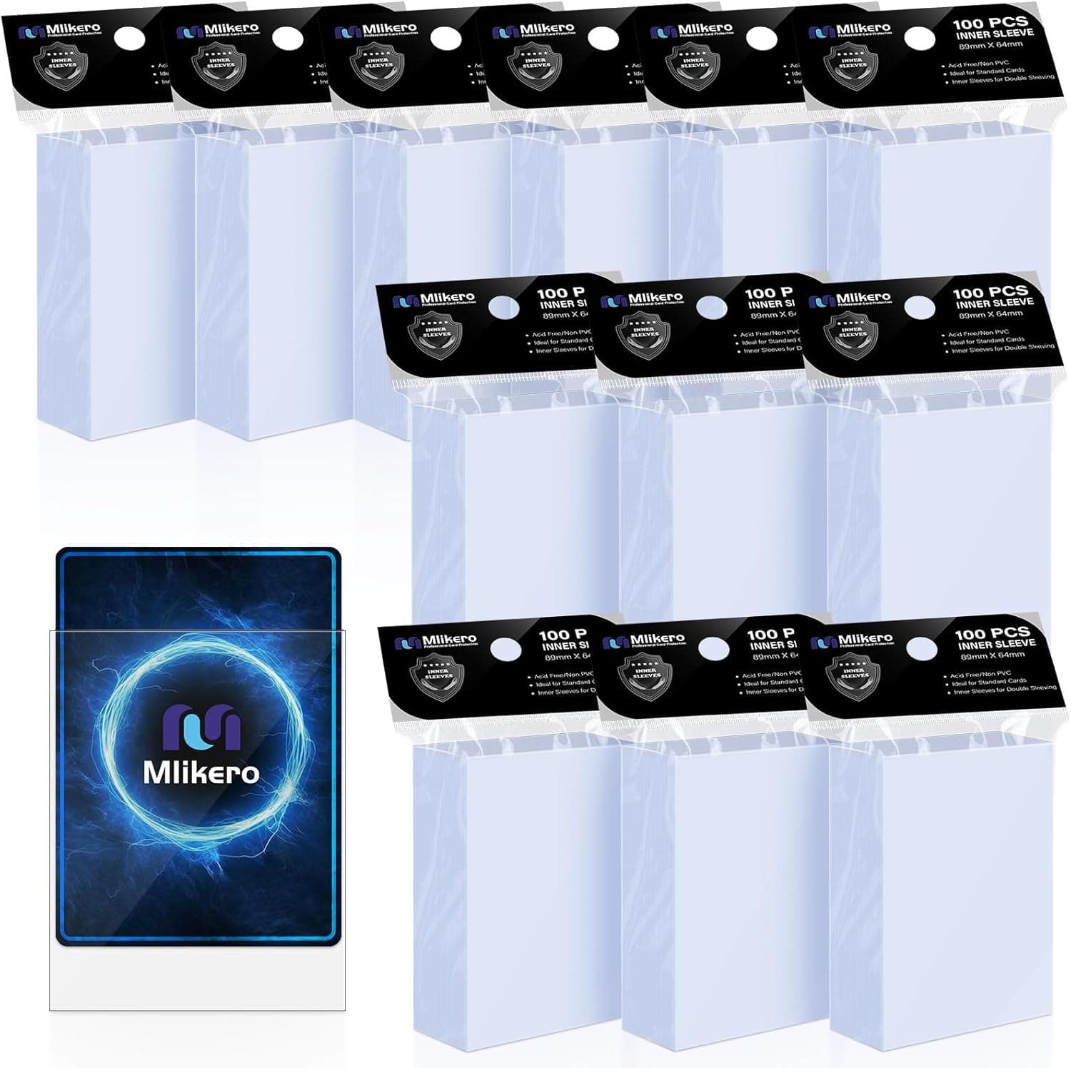 Mlikero 1200 Paquete de Fundas Cartas, Perfect Fit Inner Card Sleeves, Funda Cartas para Cartas de Comercio, Cartas de Deportes