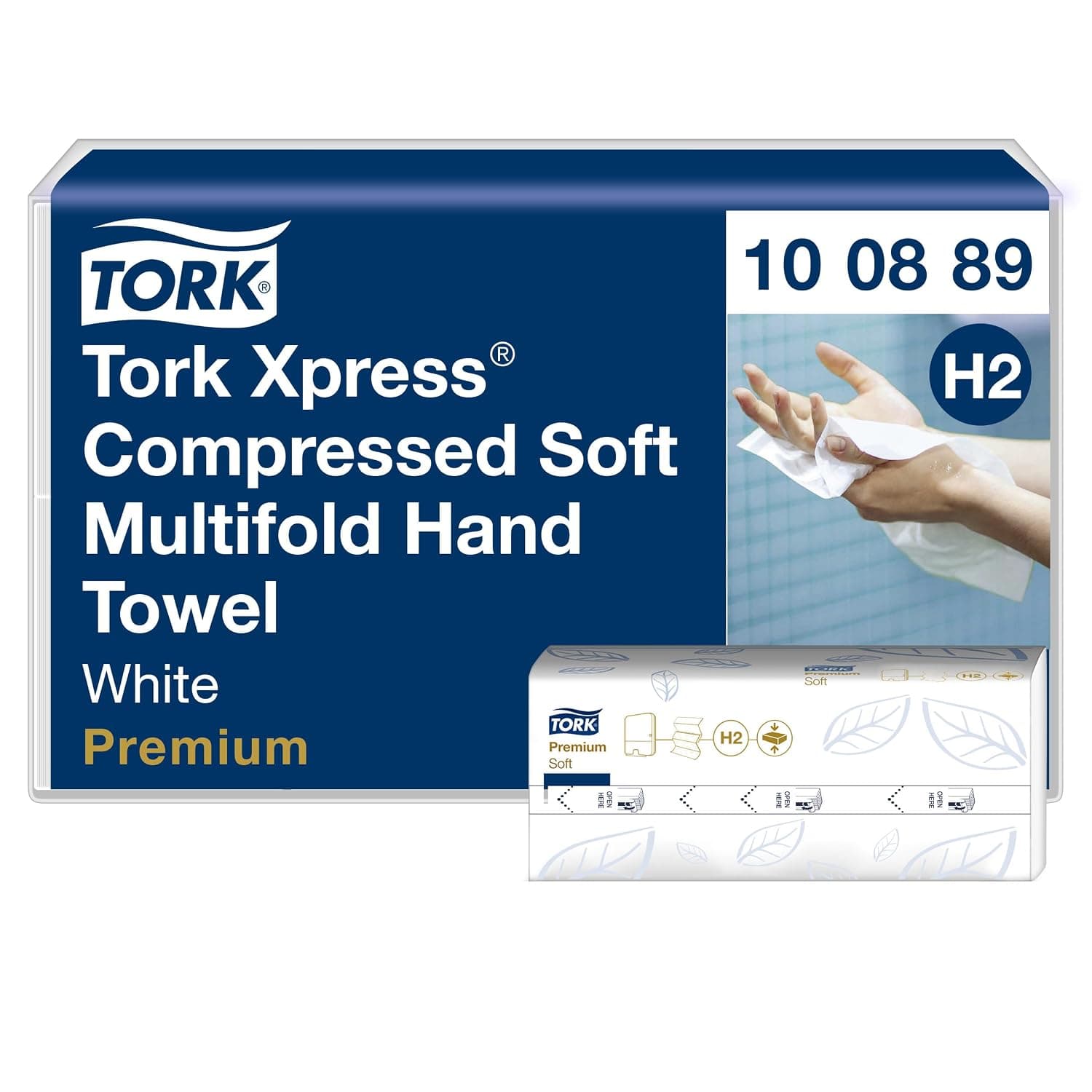 Tork Xpress Toallas de Mano Entreplegadas, Comprimidas Blancoo H2, 100889