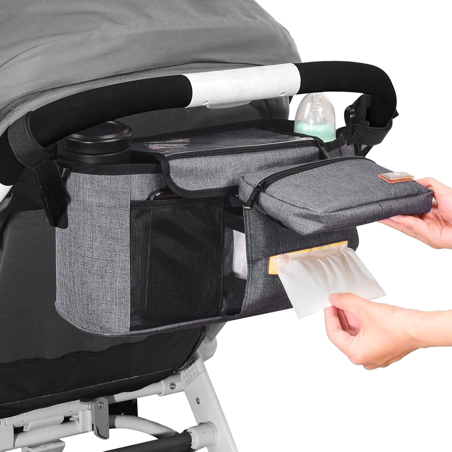 Homlynn Organizador Cochecito Universal Portavasos Aislados Gris
