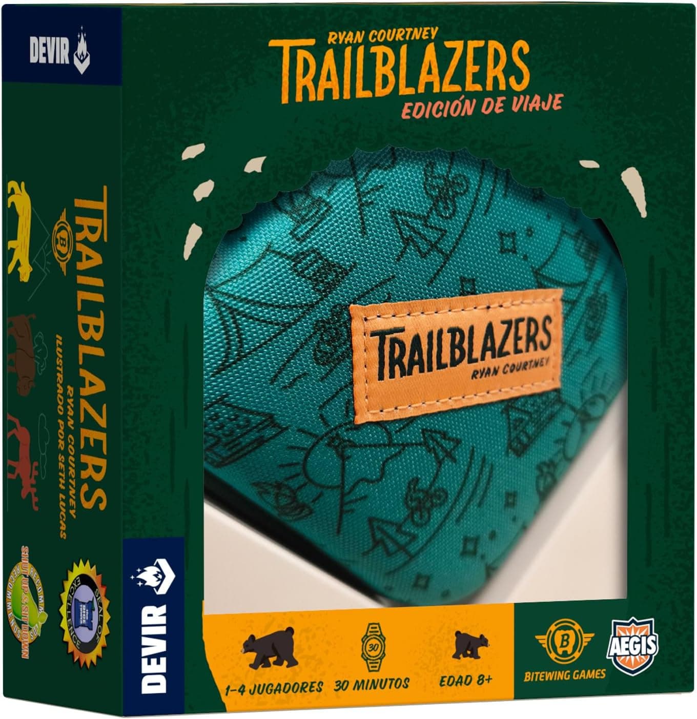 Devir - Trailblazers Juego de Cartas de Aventuras en la Naturaleza, Estrategia y Construcción de Rutas, 1-4 Jugadores, +8 Años, Edición Viaje - Versión Española