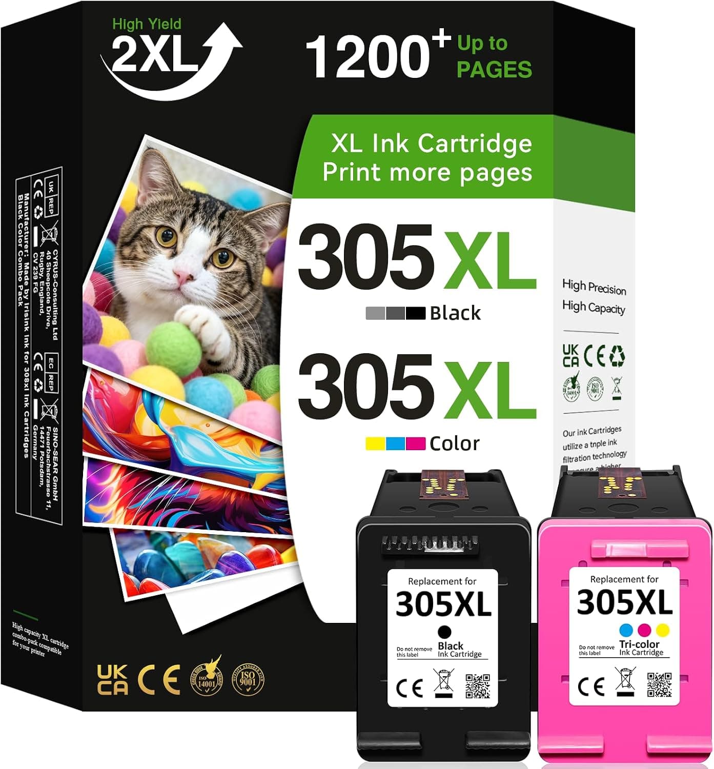 Cartuchos de Tinta 305XL Negro y Color Compatible con HP DeskJet 2700e 2720e 2820e, Envy 6000 6020e, DeskJet Plus 4100 – Alta Capacidad, Reemplazo HP 305 XL (Pack de 2)