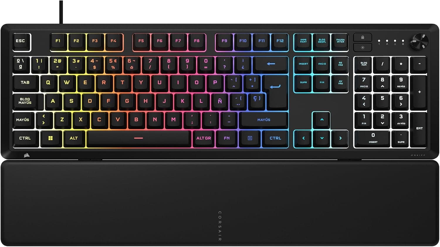 Corsair Skiff 100 Teclado para Juegos con Cable Quiet RGB – Negro