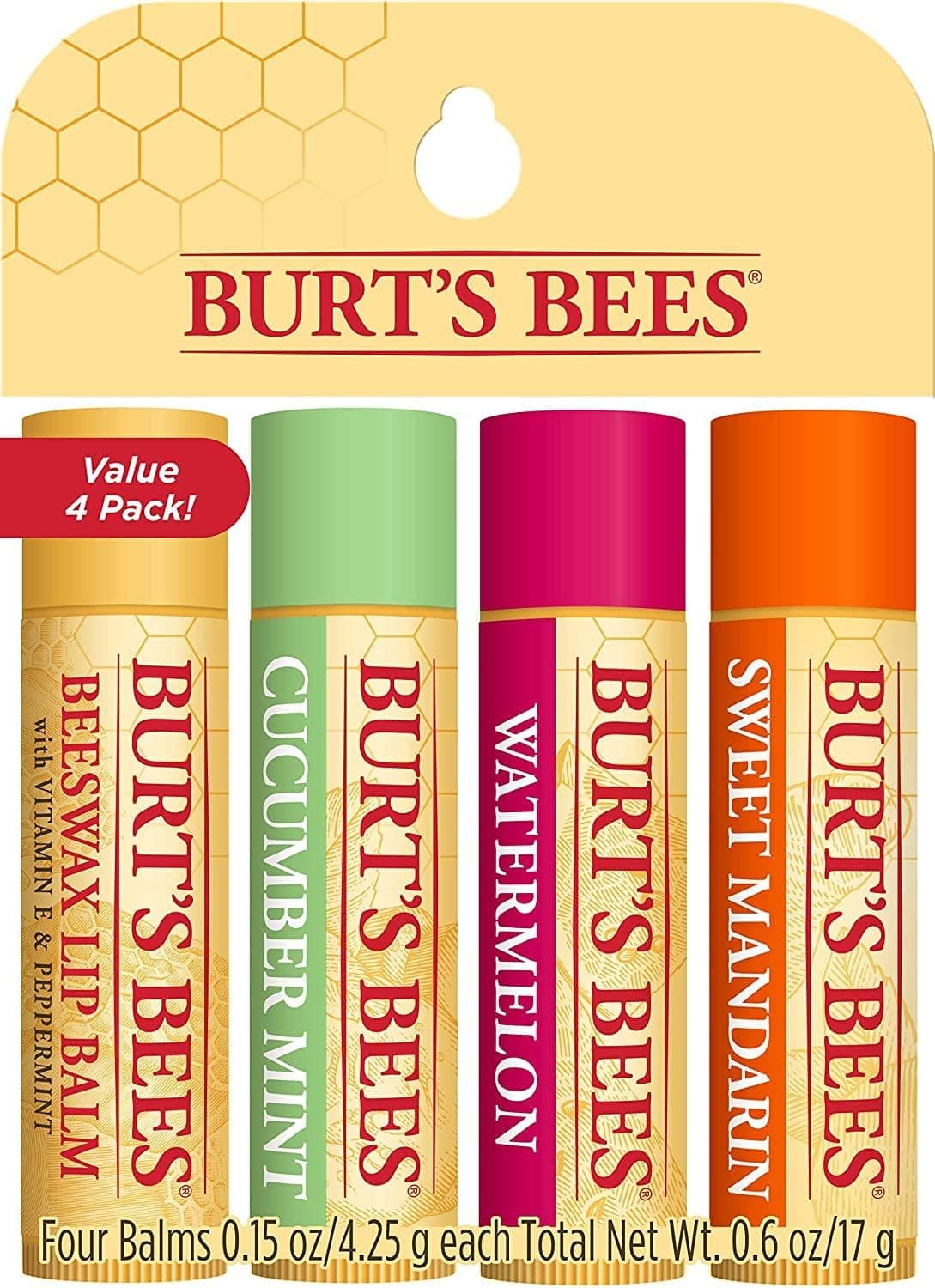Bálsamos labiales Freshly Picked, Burt's Bees: Cera de abeja, Sandía, Mandarina