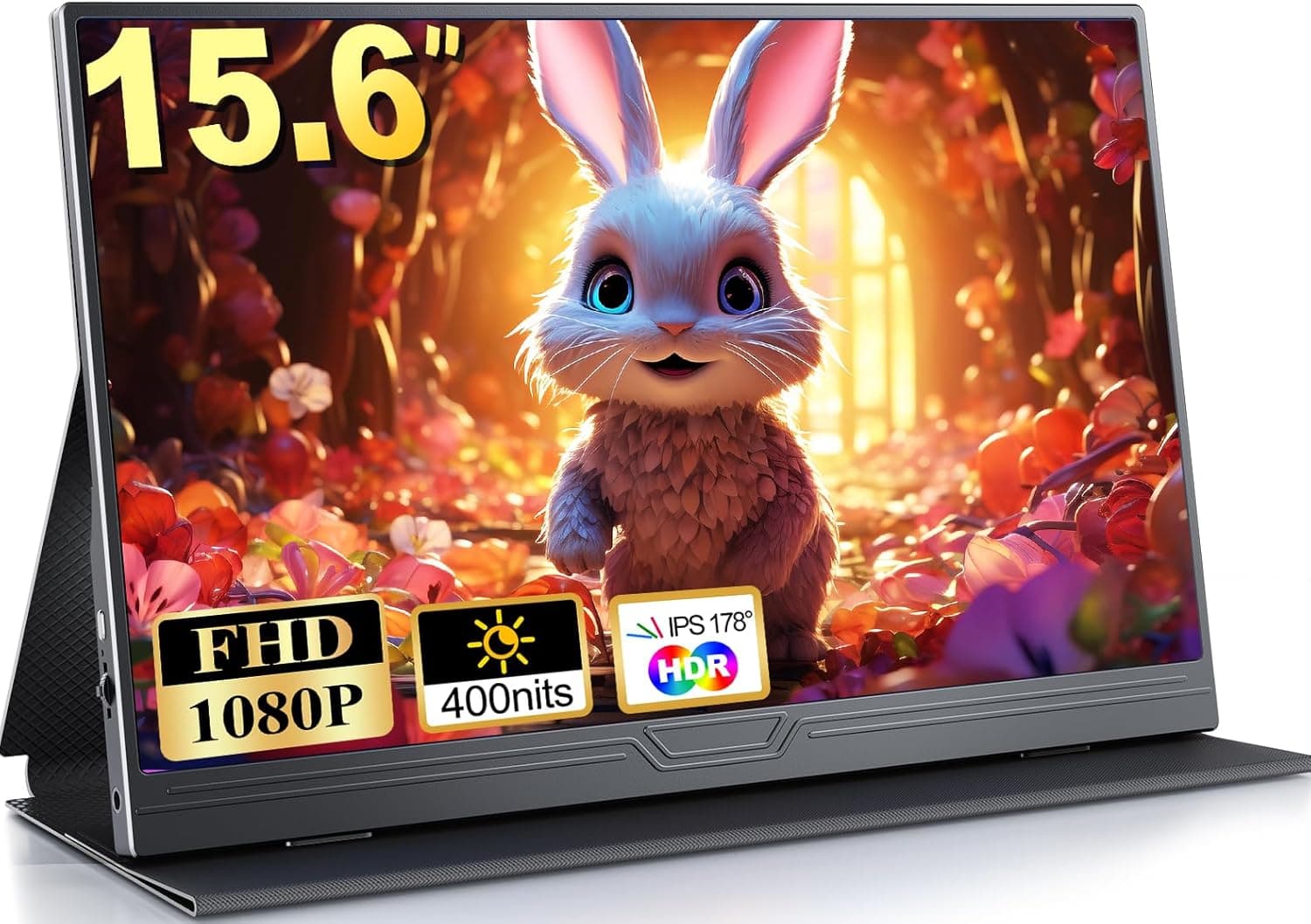 Monitor Portátil Pantalla, Portatil 15,6" IPS 1080P HDR FreeSync