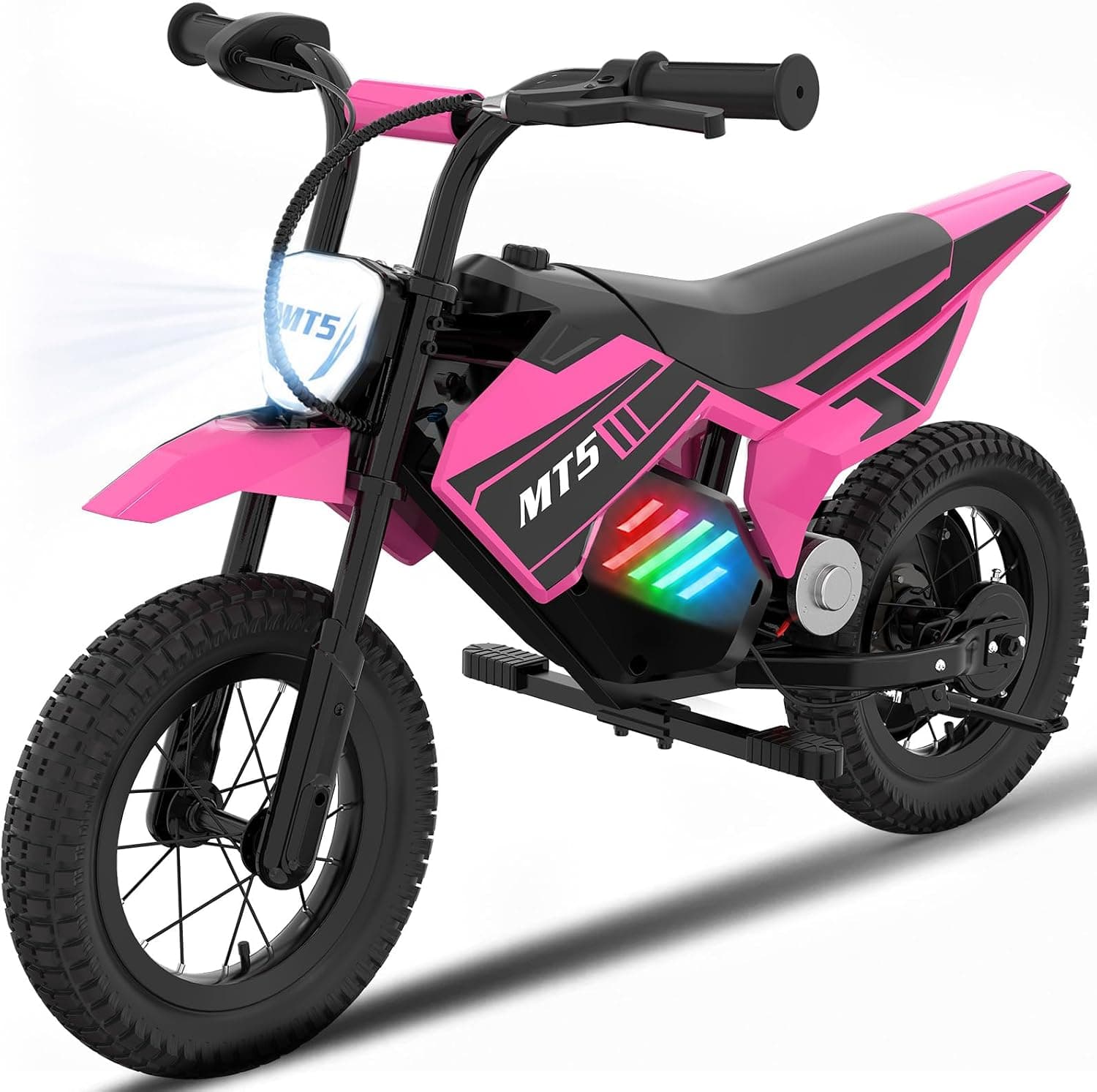 Moto Eléctrica para Niños 150W, 2 Velocidades 8/16 km/h, Batería 5,2Ah, Autonomía hasta 15 km, Neumáticos Inflables 12 Pulgadas, Luces LED, Freno de Tambor, hasta 40 kg