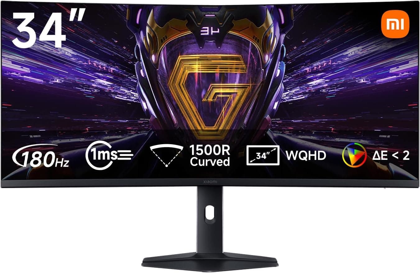 XIAOMI Monitor Gaming Curvo 2K 34 Pulgadas,180Hz,1ms GTG,1500R,C34WQDA-RGGL