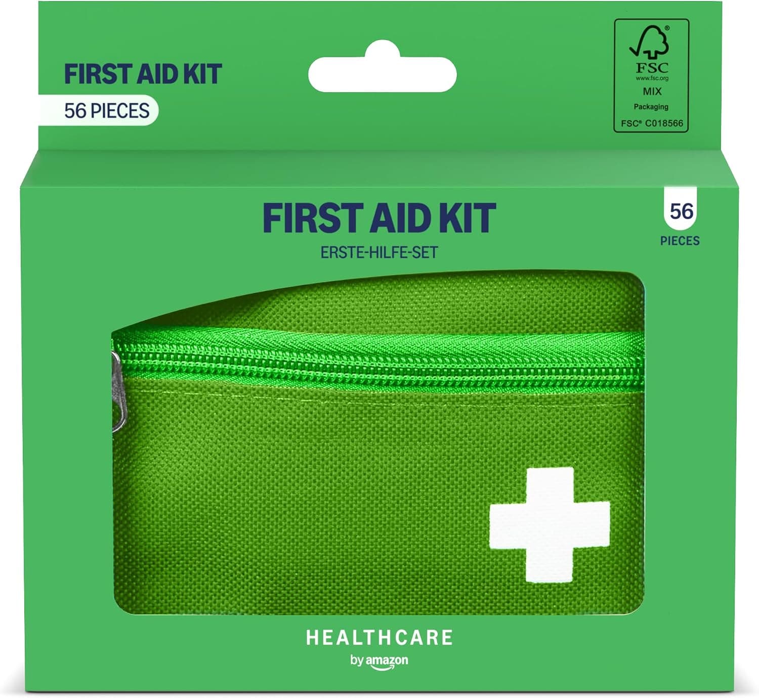 Healthcare by Amazon - Kit de primeros auxilios, Verde, 56 unidades (Anteriormente una Marca de Amazon Basic Care, el Mismo Producto)