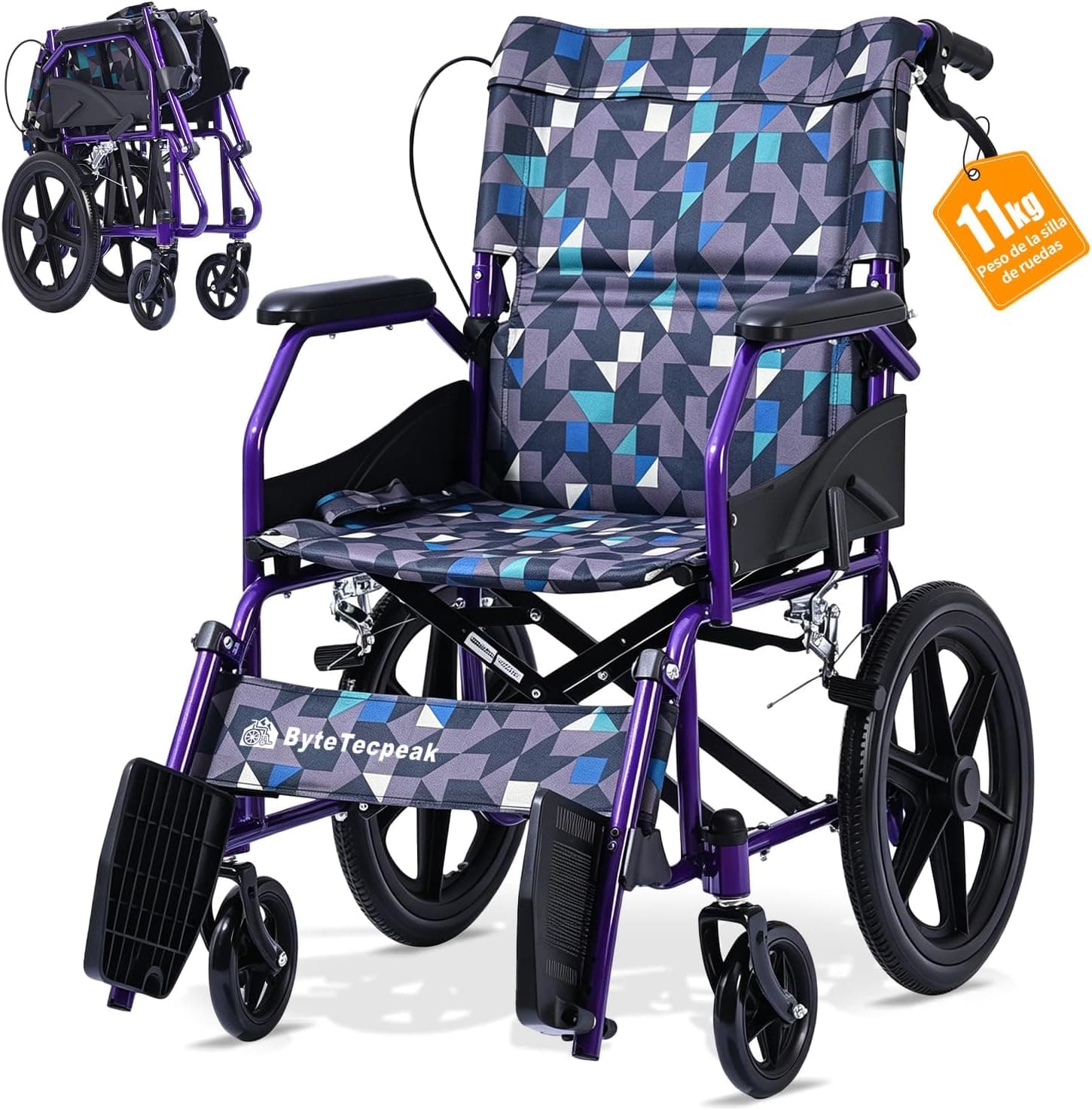 ByteTecpeak M5 Silla de Ruedas Manual Plegable Ligera, 11 kg Ligera