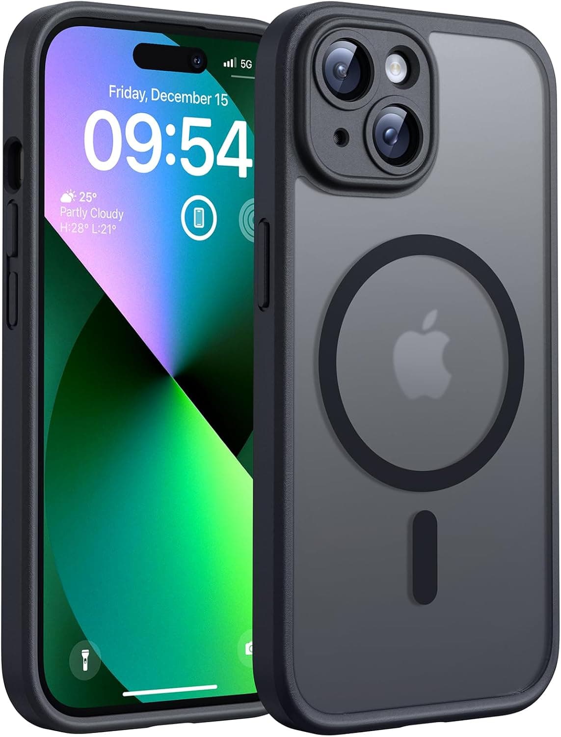 TOCOL Funda para iPhone 13 (6,1"), Compatible con MagSafe, Titanio Negro