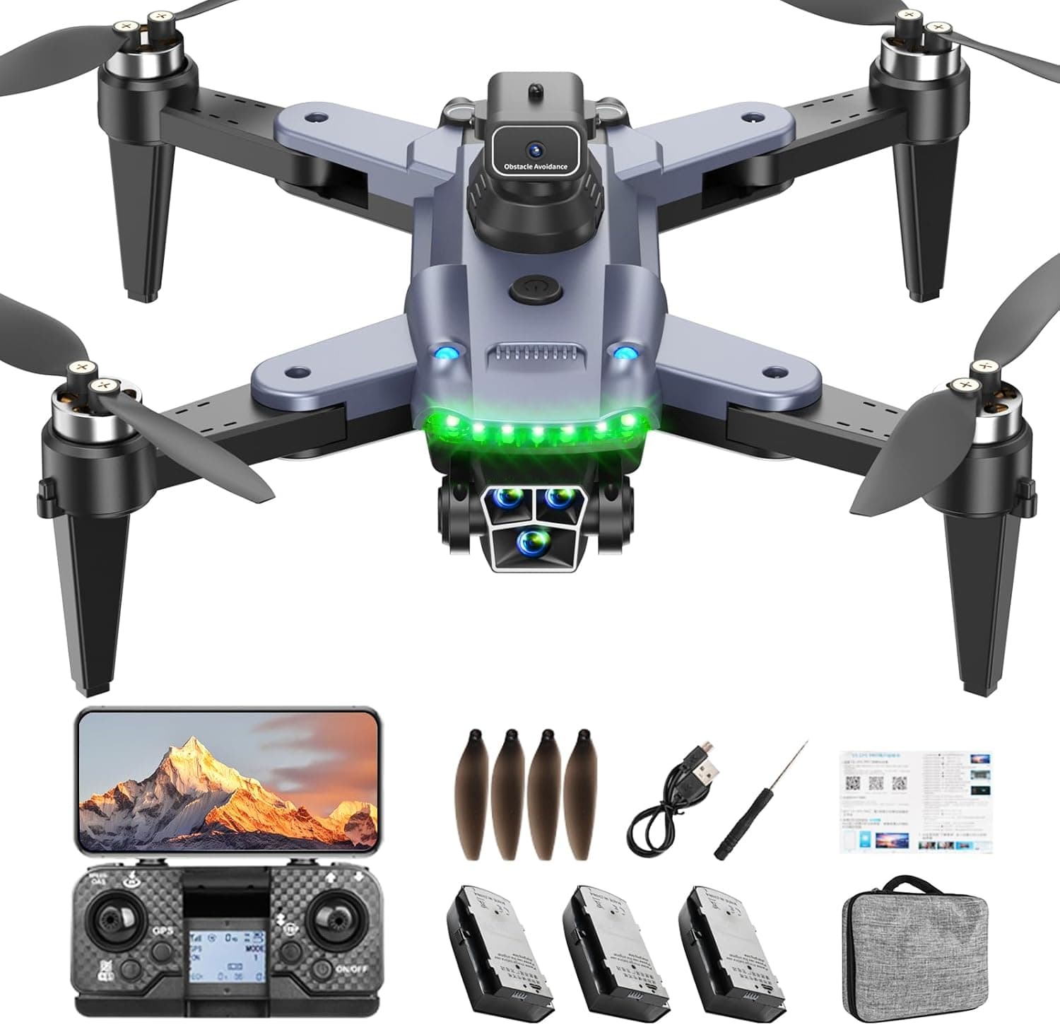 Dron con Cámara 4K para Adultos, S166 GPS, 3 Baterías 60 Min Vuelo